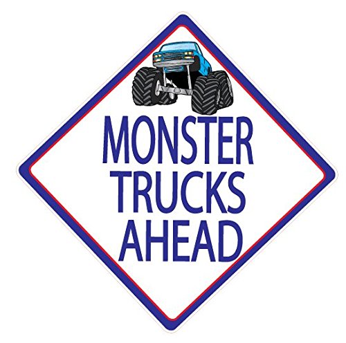 Monster Truck Wall Decals - Street Sign Vinyl Stickers for Kids Room Decor | Perfect for Boys Bedroom, Playroom & Nursery Wall Art