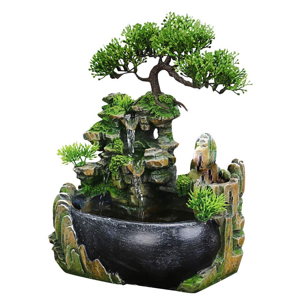Flowing Water Waterfall Fountain - Indoor/Outdoor Tabletop Decoration for Home & Office, Zen Meditation Water Feature, Relaxing Desktop Cascade (No LED) - Perfect for Stress Relief, Yoga Spaces & Garden Decor