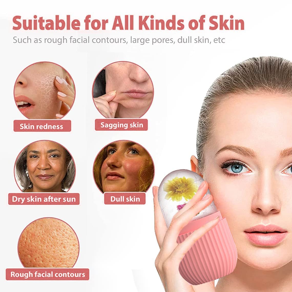 Best Reusable Ice Roller for Face & Eye - Cooling Facial Massager for Puffiness & Wrinkles | Perfect for Skincare Routine & Morning Depuffing