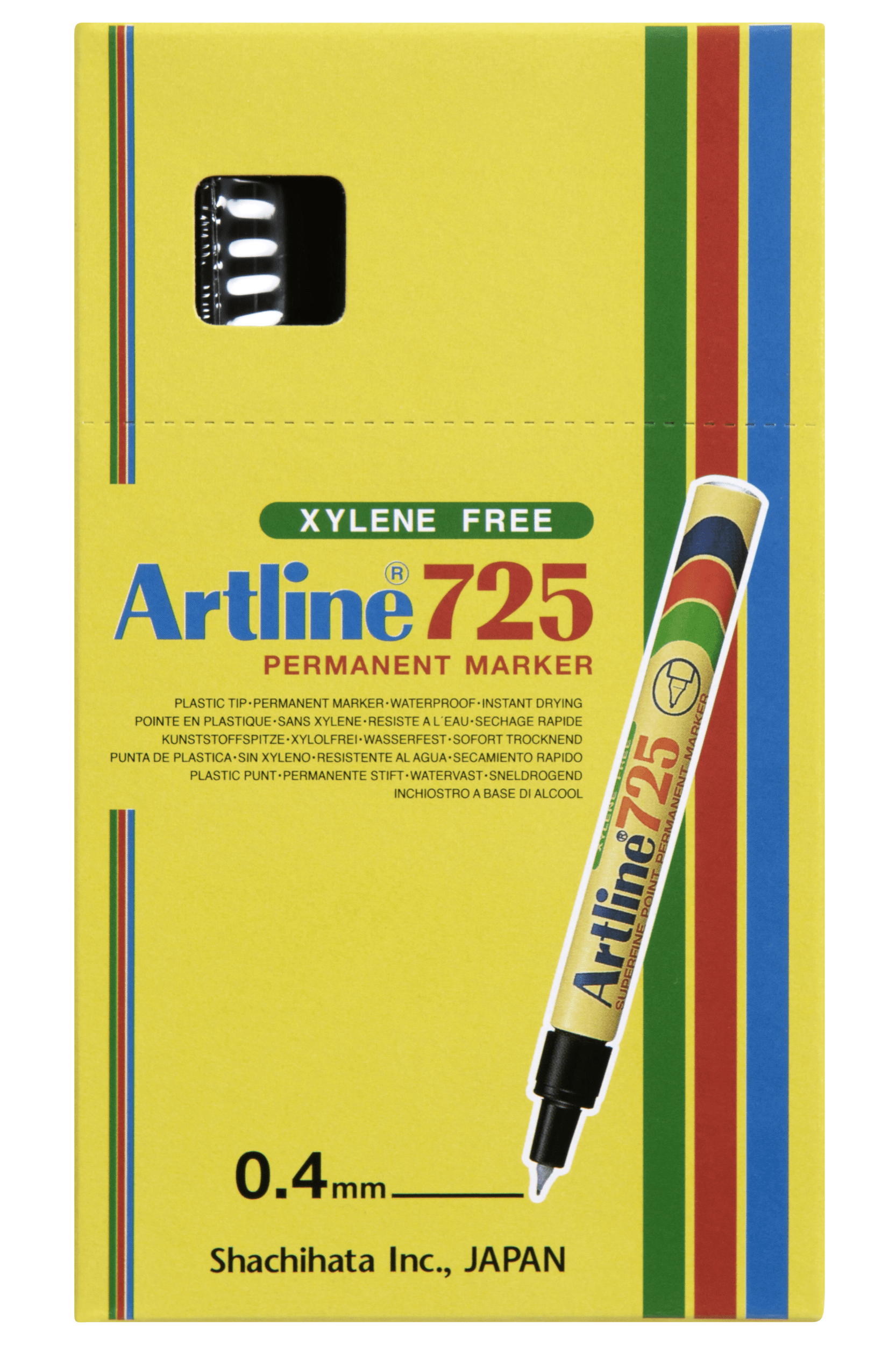 Artline 725 Permanent Marker - Ultra Fine 0.4mm Tip, Black Ink, 12-Pack - Ideal for Office, School, Art Projects & Labeling