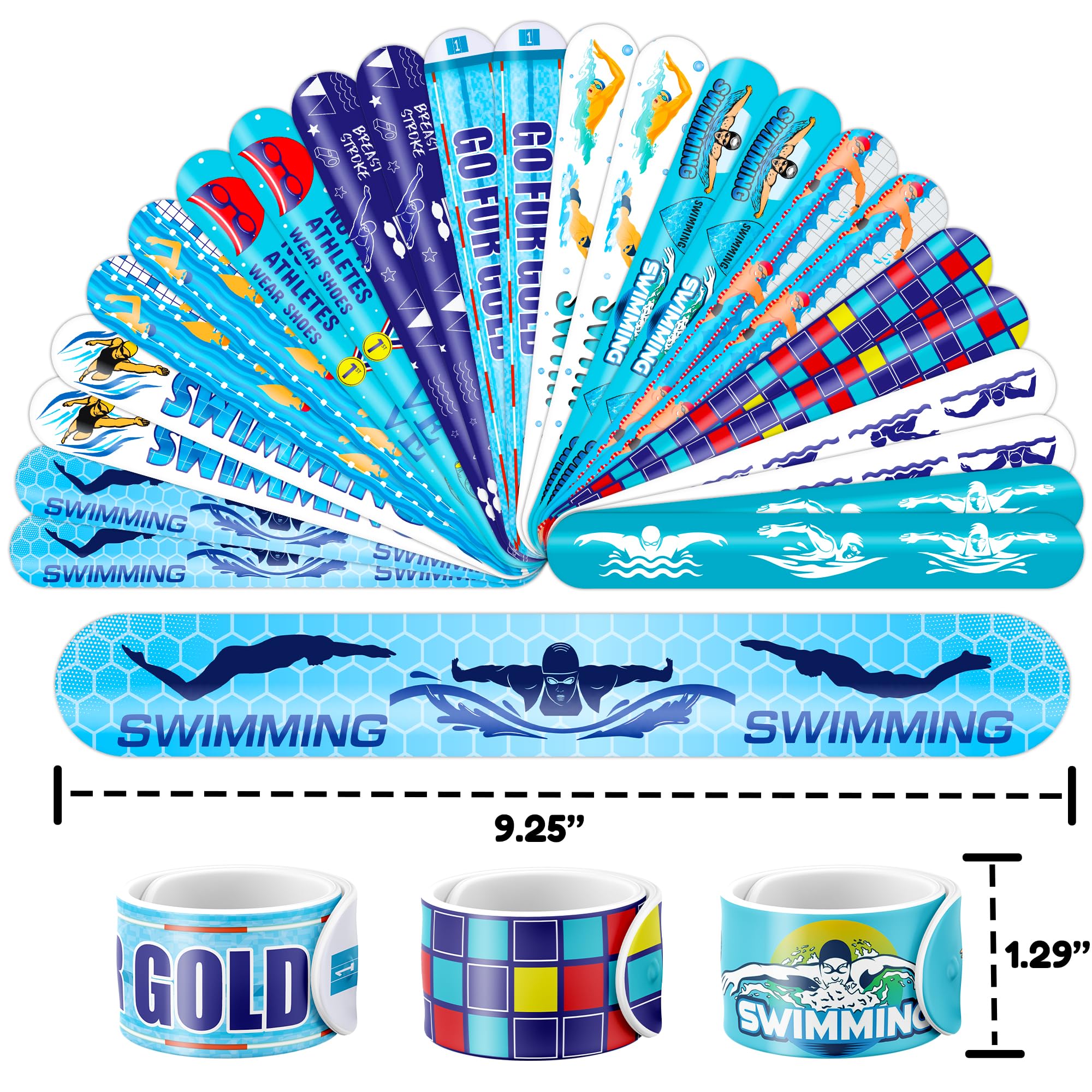 48PCS Waterproof Temporary Tattoos & Slap Bracelets Set - Fun Swimming Party Supplies for Kids, Perfect for Pool Parties, Birthday Gifts, Baby Showers & Classroom Rewards (24 Tattoos + 24 Bracelets) - Great Decorations for Boys and Girls