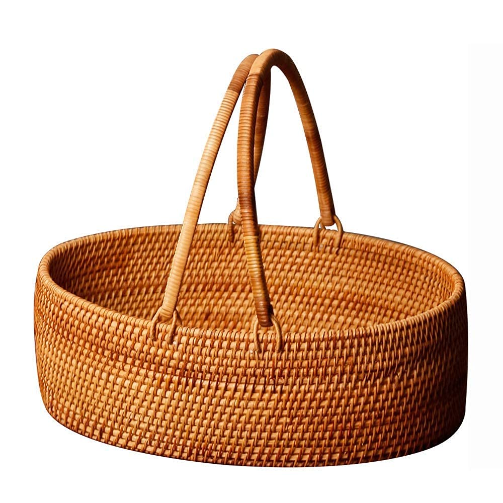 Vintage Japanese Rattan Picnic Basket - Handmade Tea Set Storage, Portable Travel Basket for Fruits, Snacks & Picnics (30x25x17.5cm) | Perfect for Outdoor Gatherings, Beach Trips & Tea Parties