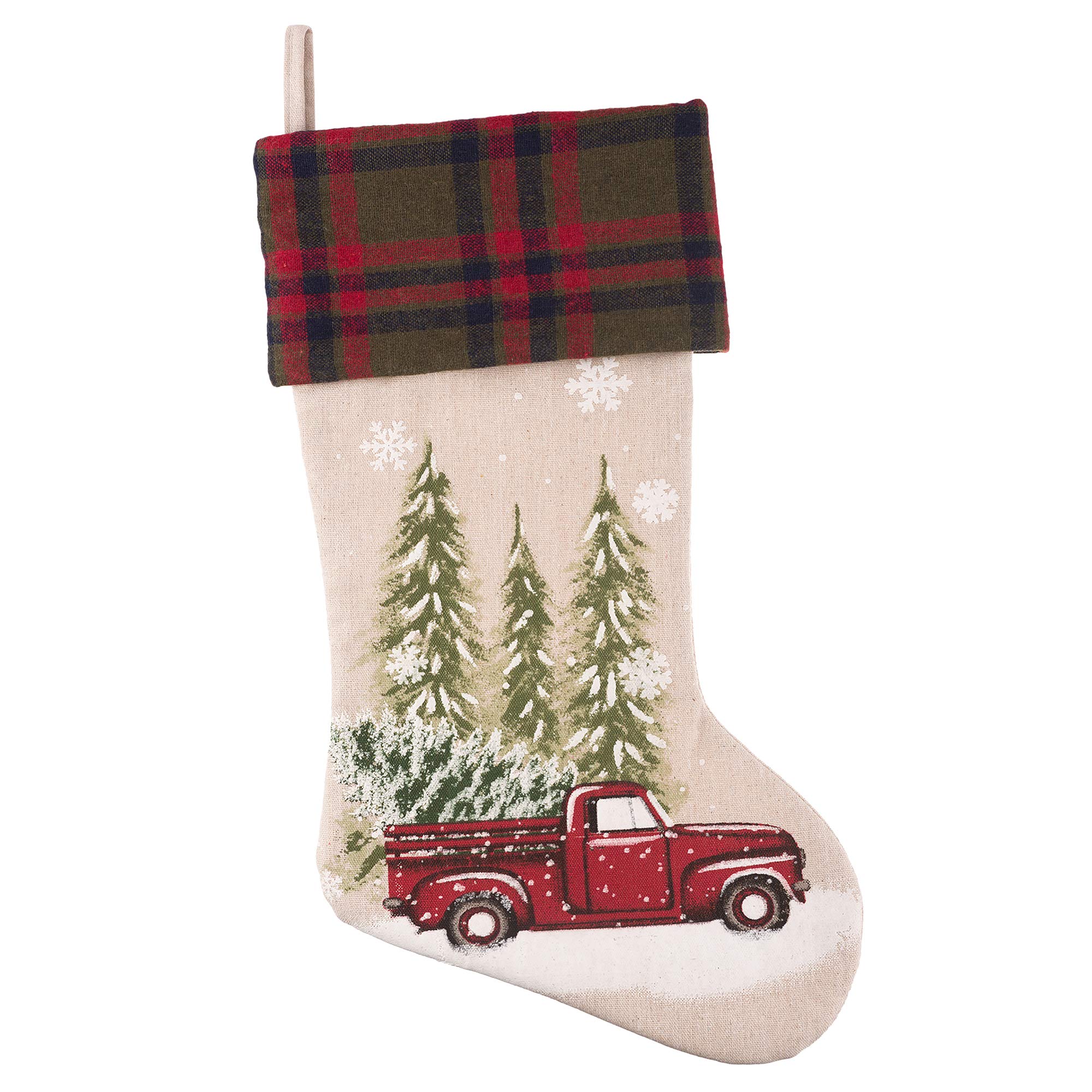 Nostalgia Christmas Stocking 20 Inch - 2 Pack Flannel Cuff for Holiday Decor