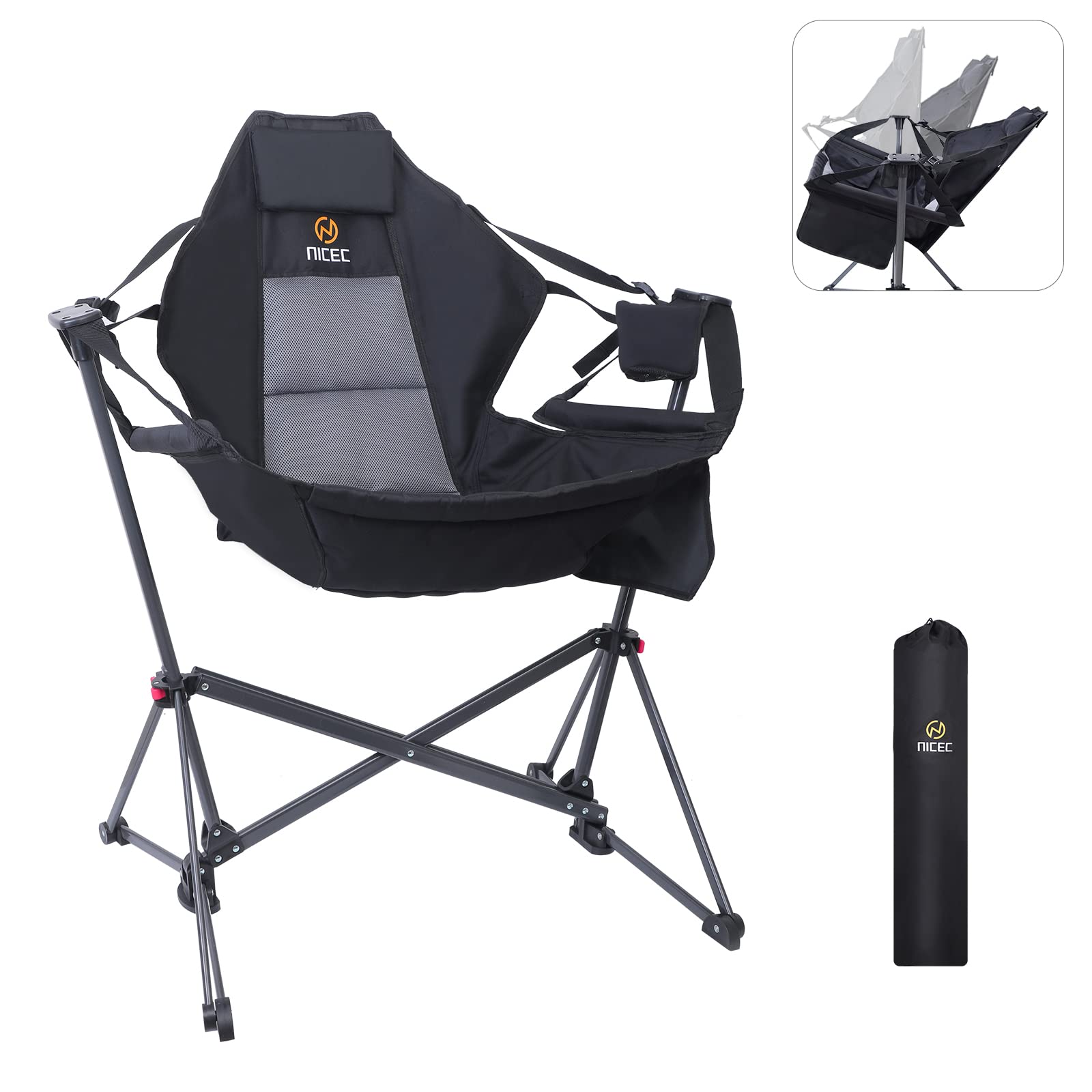 Premium Hammock Chair Swing with Stand - High Back Rocking Camping Chair for Adults, Outdoor Hanging Swing Seat for Patio, Garden, Backyard & Camping (1-Pack) - Perfect for Relaxation & Leisure Time