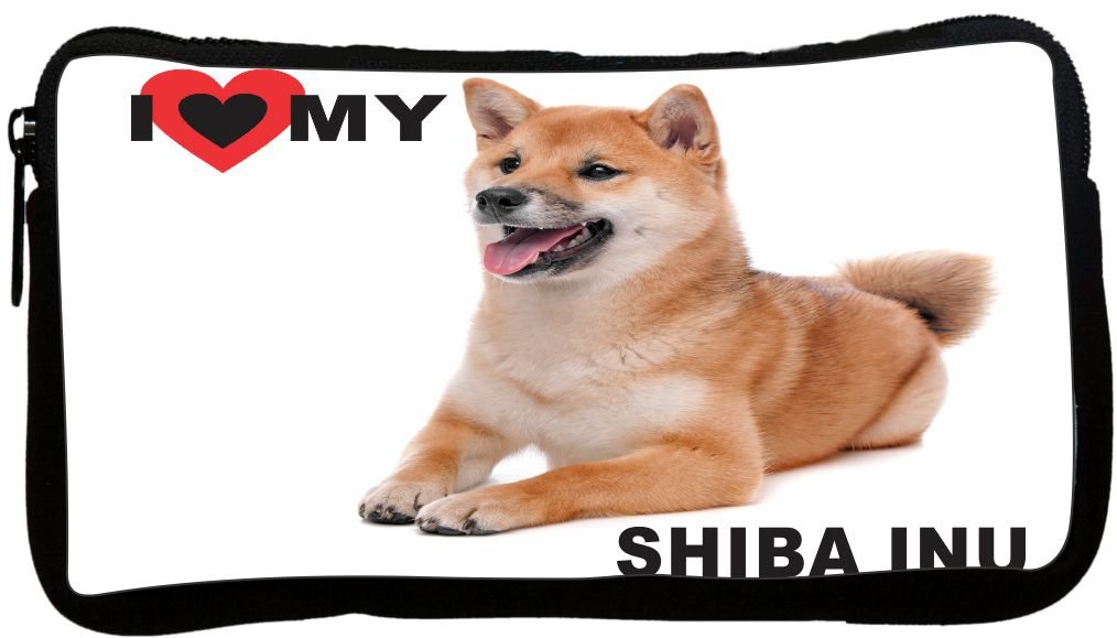 Cute Shiba Inu Dog Design Neoprene Pencil Case - Kawaii Japanese Stationery for School, Office & Travel (Perfect for Students, Artists & Anime Fans)
