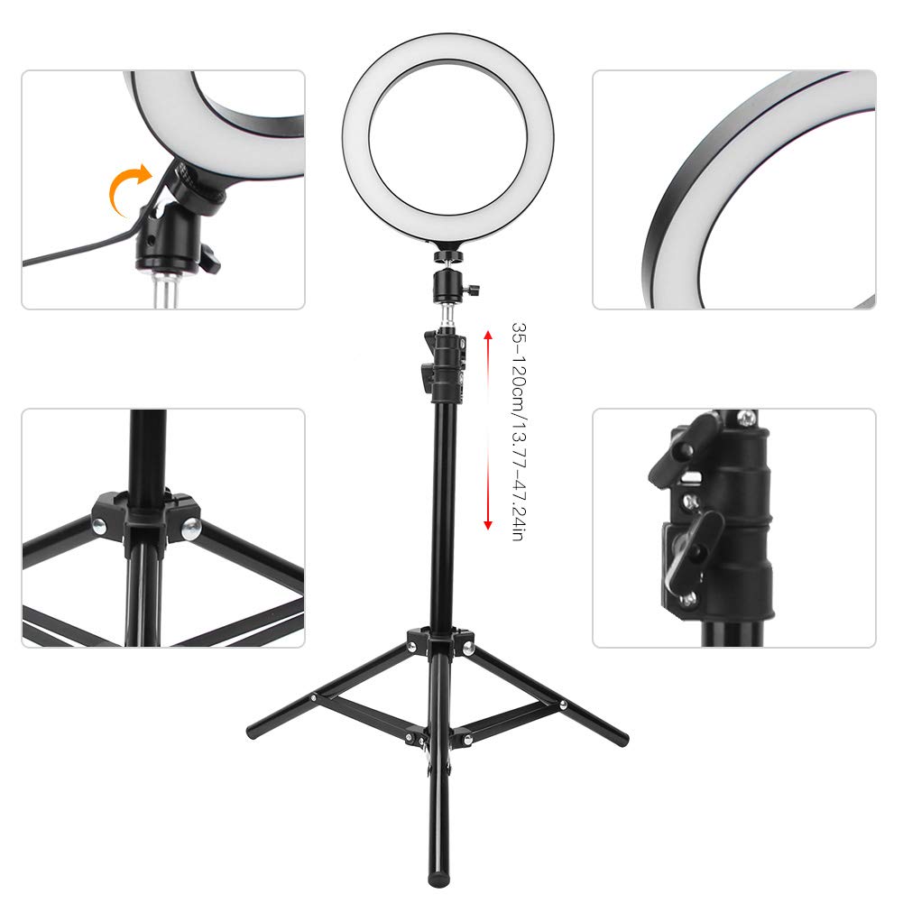 Dimmable LED Ring Light with Phone Holder - for Selfie, Makeup & Live Streaming