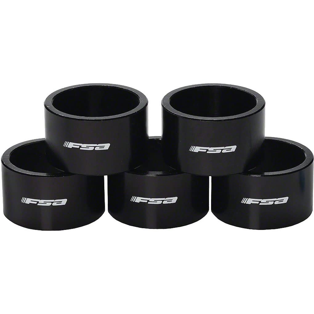 FSA Headset Spacer Alloy 5-Piece Set - Premium Bicycle Headset Spacers for Road & Mountain Bikes - Perfect for Adjusting Handlebar Height & Bike Fit