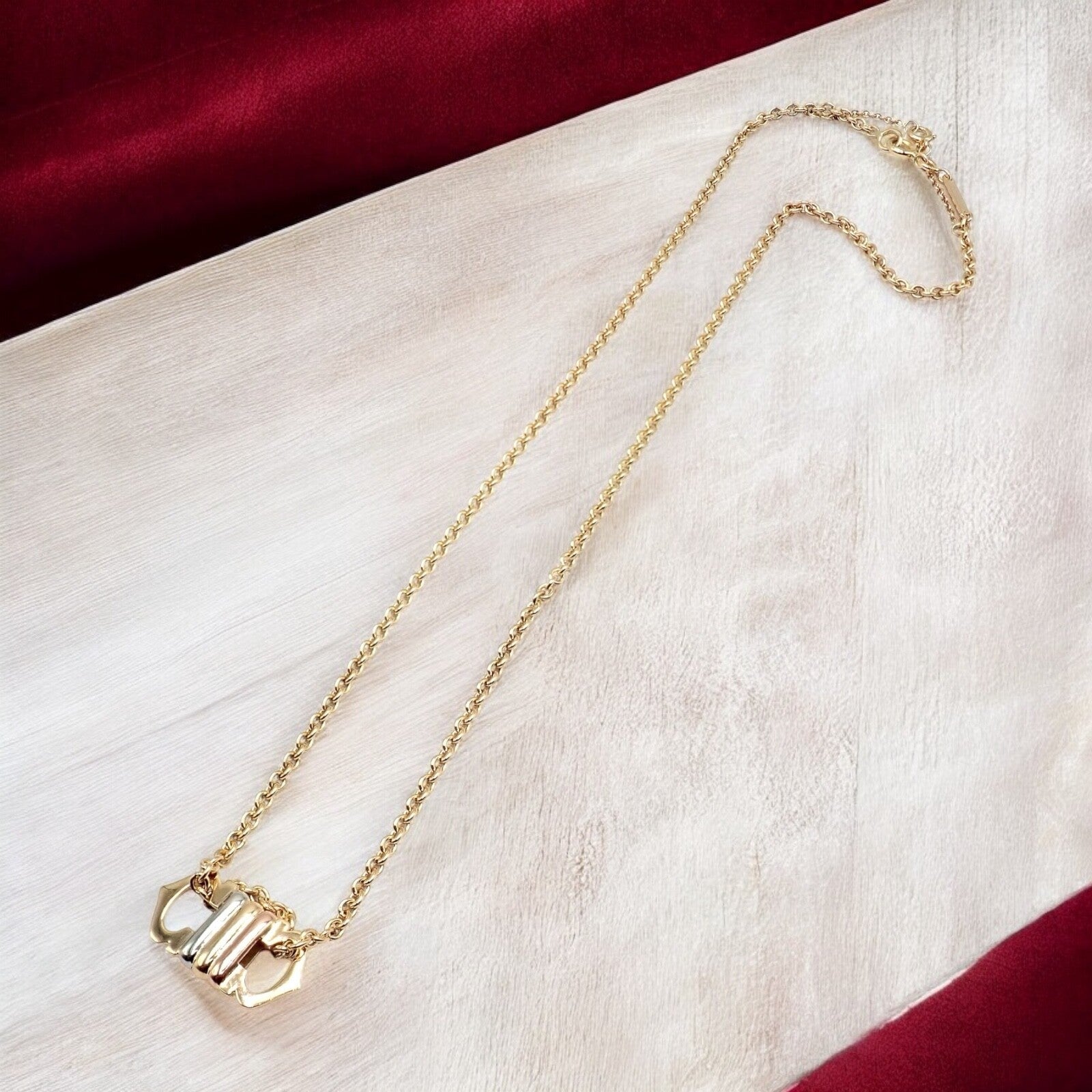 Authentic Cartier 18k Tri-Color Gold Double C Charm Pendant Necklace for Women - Luxury Jewelry Gift for Anniversary, Birthday & Special Occasions