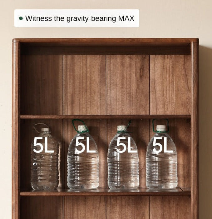 Solid Black Walnut & Oak Wood Bookcase - Customizable Wall-Mounted Bookshelf for Living Room, Home Office & Library Storage