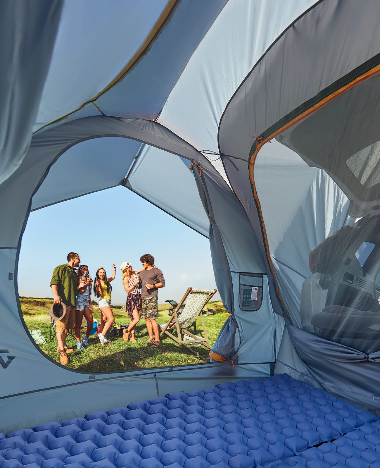 JOYTUTUS SUV Camping Tent - Waterproof PU2000mm Double Layer 6-8 Person Outdoor Tent with Double Door Design | Perfect for Family Camping, Road Trips & Outdoor Adventures