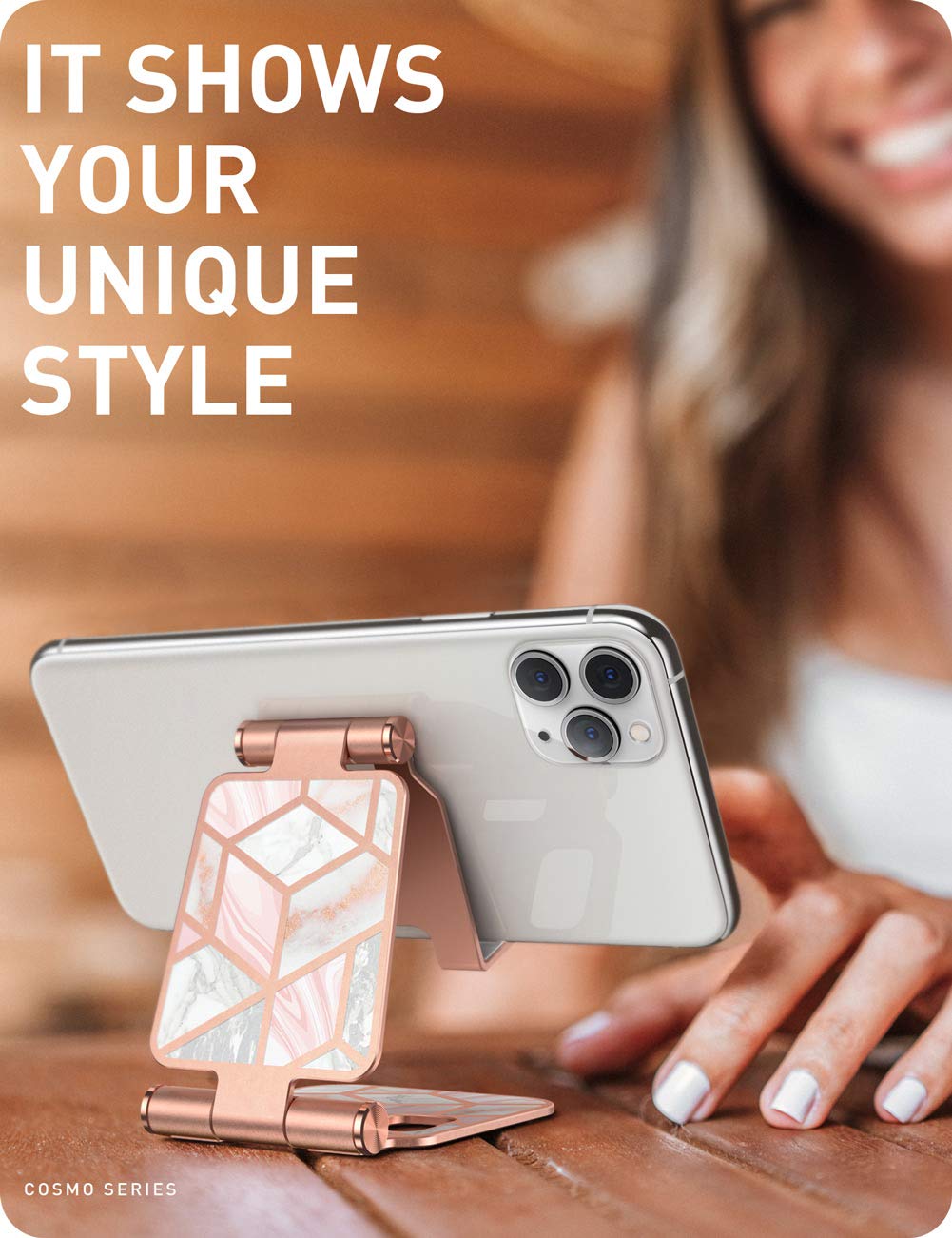 i-Blason Universal Foldable Phone Stand Holder for Desk - Compatible with iPhone 16/15/14/13 Pro Max & All Smartphones - Marble Design - Perfect for Office, Home, Video Calls & Hands-Free Viewing