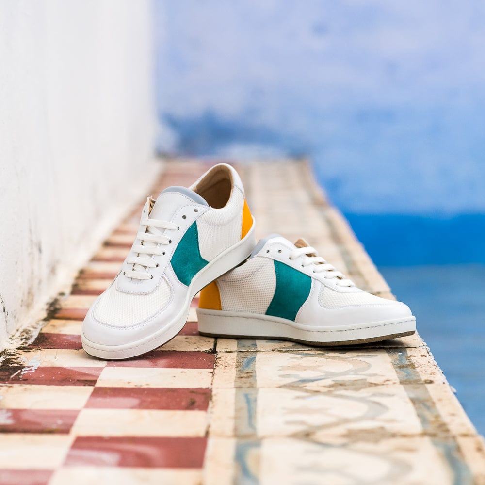 Orient Recycled Unisex Vegan Sneakers - Eco-Friendly Casual Shoes for Men & Women in Saffron & Jade Colors | Perfect for Walking, Running & Everyday Wear