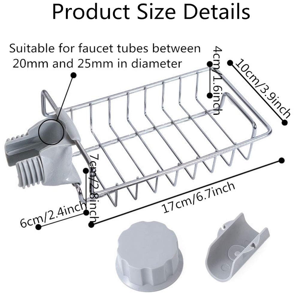 Stainless Steel Sink Caddy Organizer - Kitchen Soap Sponge Holder for Dishwashing