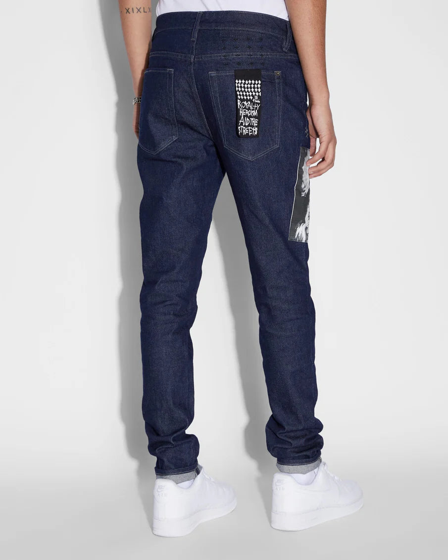 KSUBI Van Winkle Saint Men's Distressed Denim Jeans - Slim Fit Vintage Washed Blue Jeans for Casual Wear & Street Style Outfits