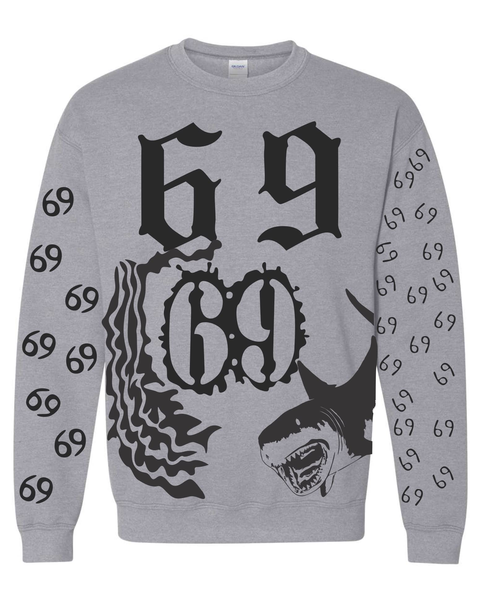ALLNTRENDS 69 Tattoos Graphic Print Crewneck Sweatshirt for Men & Women | Trendy Streetwear Fashion | Perfect for Casual Outfits, Concerts & Urban Style