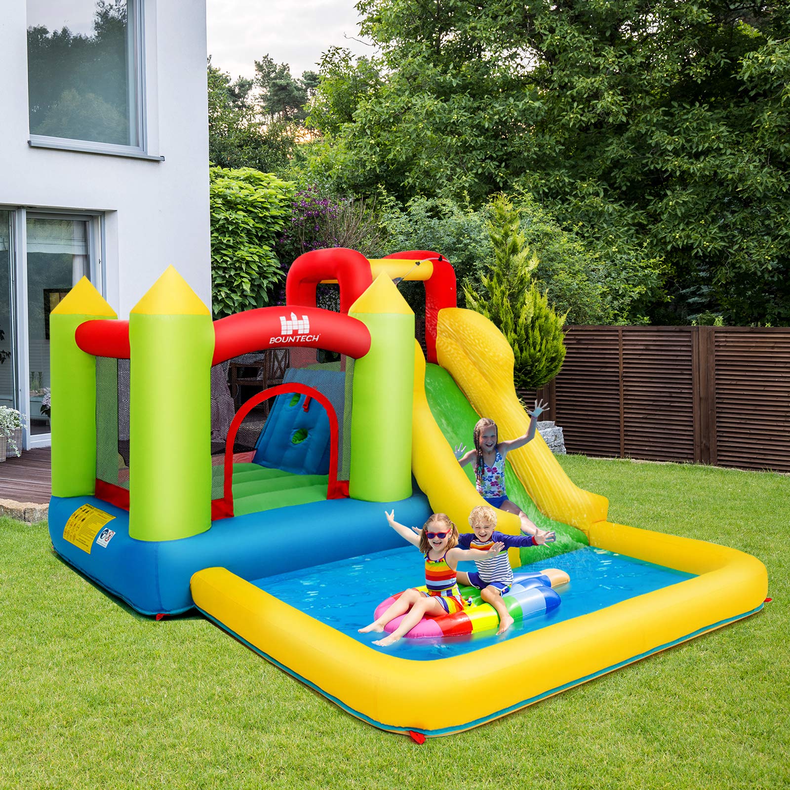 **Costzon 12x9FT Inflatable Water Slide & Bounce House for Kids - Outdoor Water Play with Large Jumping Area, 480W Blower, Climbing Wall & Splash Pool - Perfect for Backyard Parties, Summer Fun & Birthday Gifts**    *(Use Cases: Ideal for backyard BBQs, birthday parties, summer gatherings, family reunions, and outdoor water play activities.)*