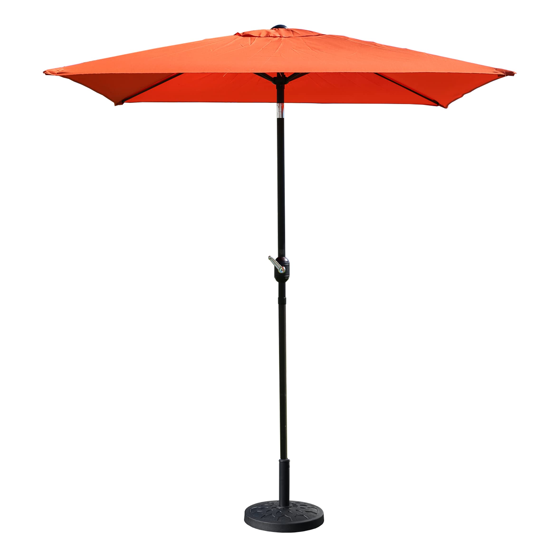 6.5 Ft Square Patio Umbrella with Heavy Duty Base - Outdoor Market Umbrella for Garden, Lawn, Deck, Backyard & Pool - UV Protection & Wind Resistant (Orange) | Perfect for Outdoor Dining, Lounging & Shade