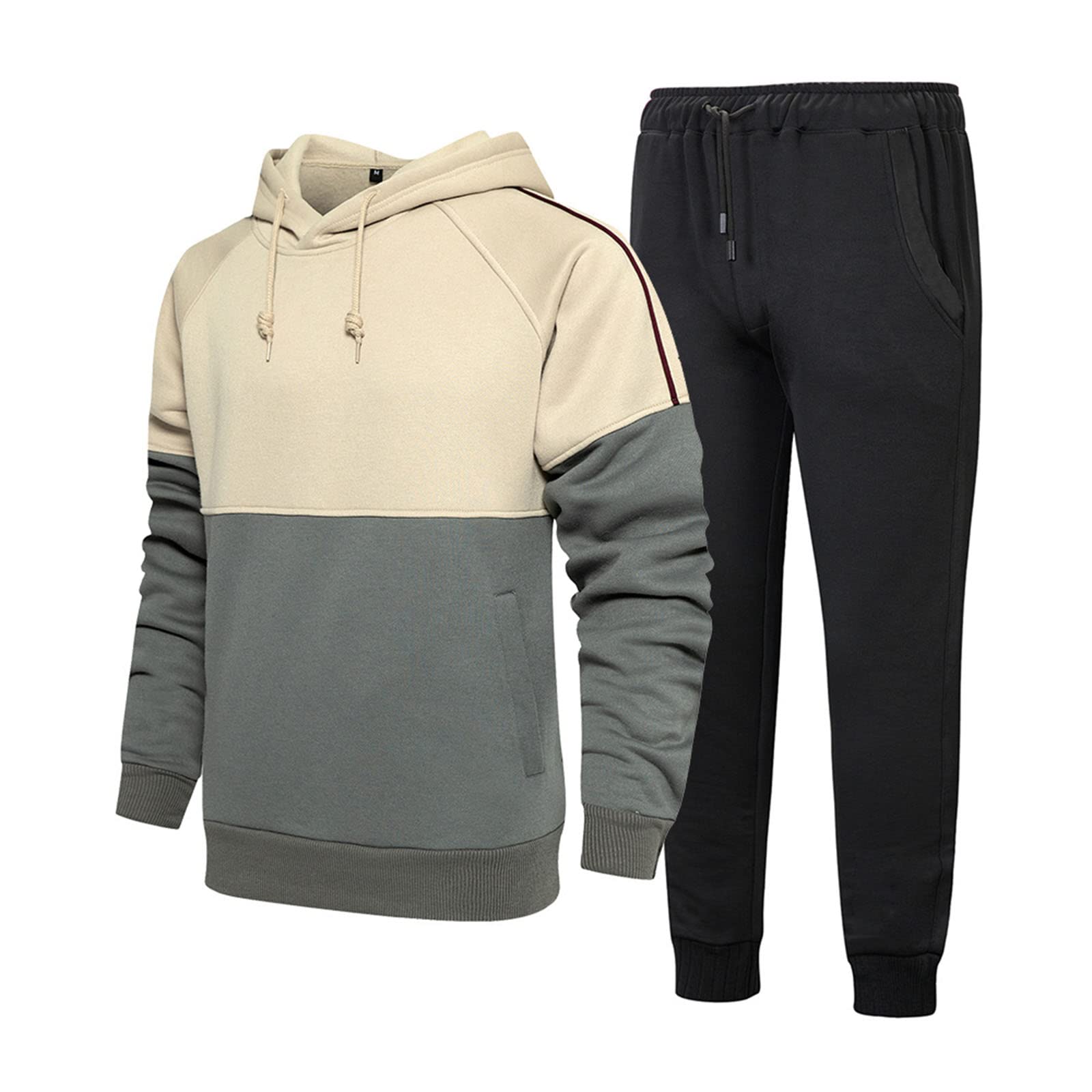 **Men's Athletic Jogging Suits Set - Breathable Tracksuit with Patchwork Design for Running, Gym & Casual Wear**