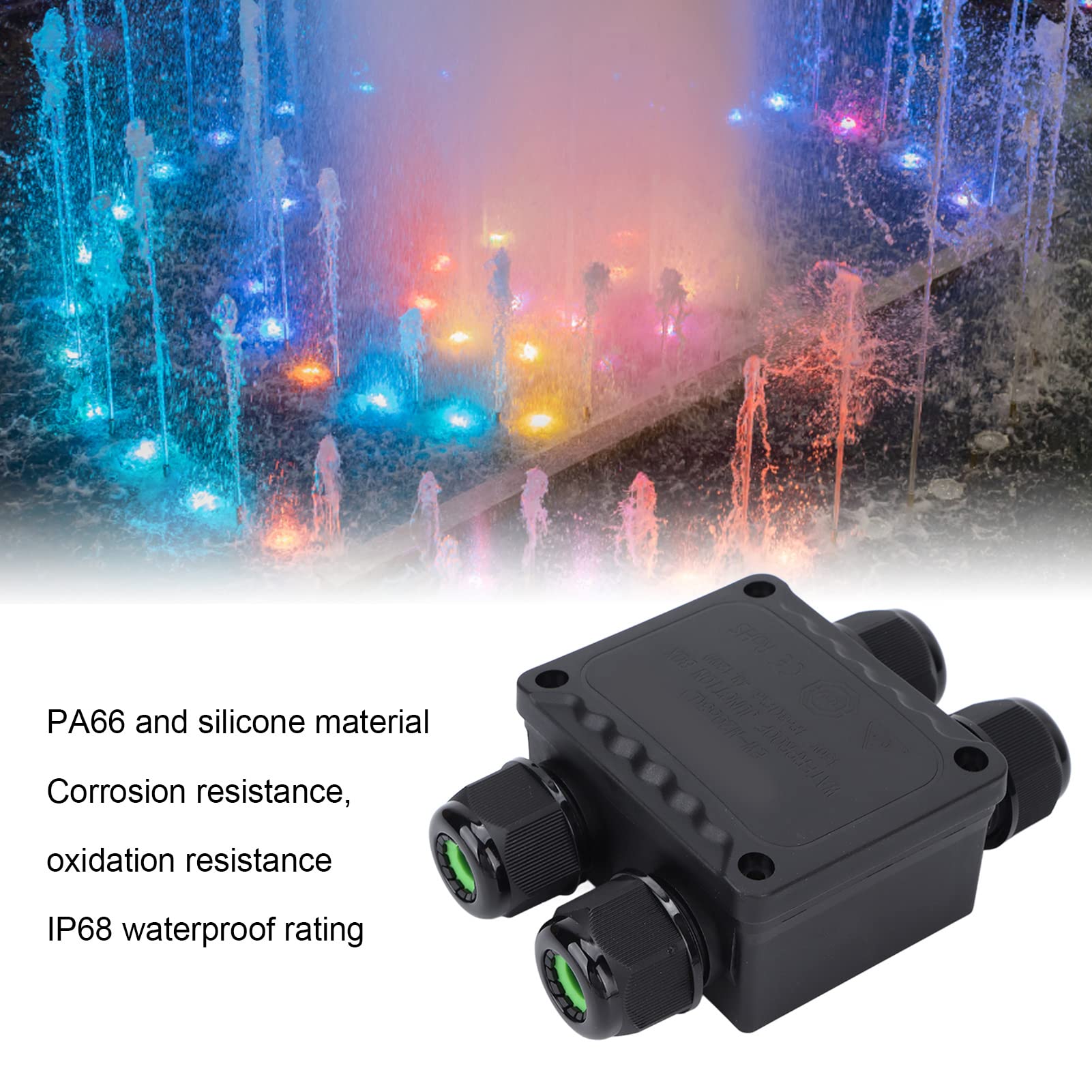 Waterproof Electrical Junction Box - 4 Way Outdoor IP68 Rated, PA66 Silicone Material, Corrosion Resistant for Street Lights, Garden Lights & Buried Lights | Durable Weatherproof Enclosure for Outdoor Lighting & Electrical Connections