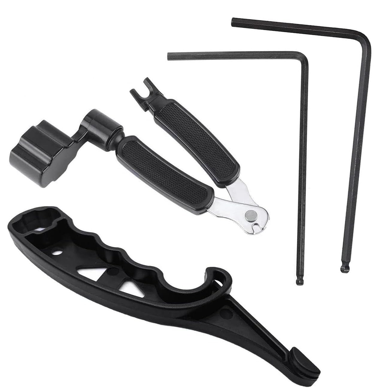 4Pcs Guitar Tool Kit with String Winder, Cutter & Pin Puller - 3-in-1 Guitar String Stretcher & 4mm/5mm Truss Rod Wrench for Guitar Maintenance & Adjustment - Perfect for Guitar Setup, Repair & DIY Projects