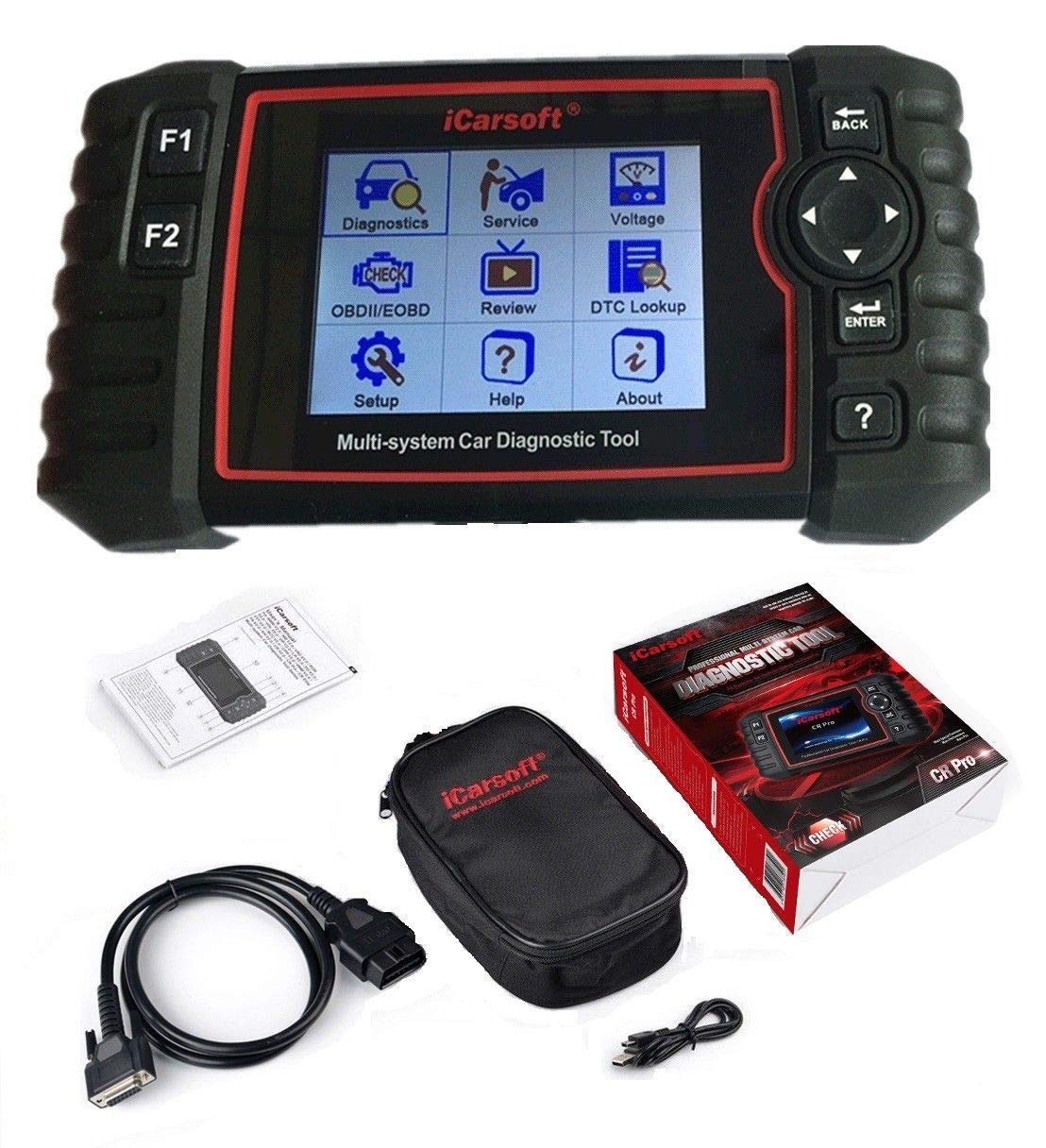 iCarsoft CR Pro OBD2 Scanner - Multi-System Diagnostic Scan Tool for All Cars & Trucks | Oil Reset, EPB, BMS, SAS, ETC | Professional Automotive Code Reader for Mechanics & DIY Use at Home Garage
