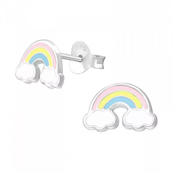 Kids Silver Rainbow Stud Earrings - Hypoallergenic & Durable for Girls & Boys | Perfect for Birthdays, Parties & Everyday Wear