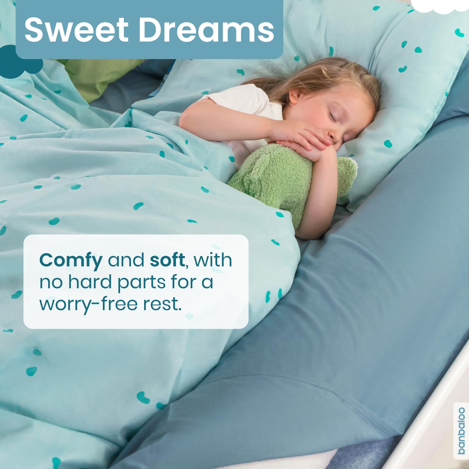 BANBALOO Toddler Bed Bumper - XL Foam Barrier with Mattress Cover for Queen/King/Twin Beds | Safe & Easy Setup for Kids' Room