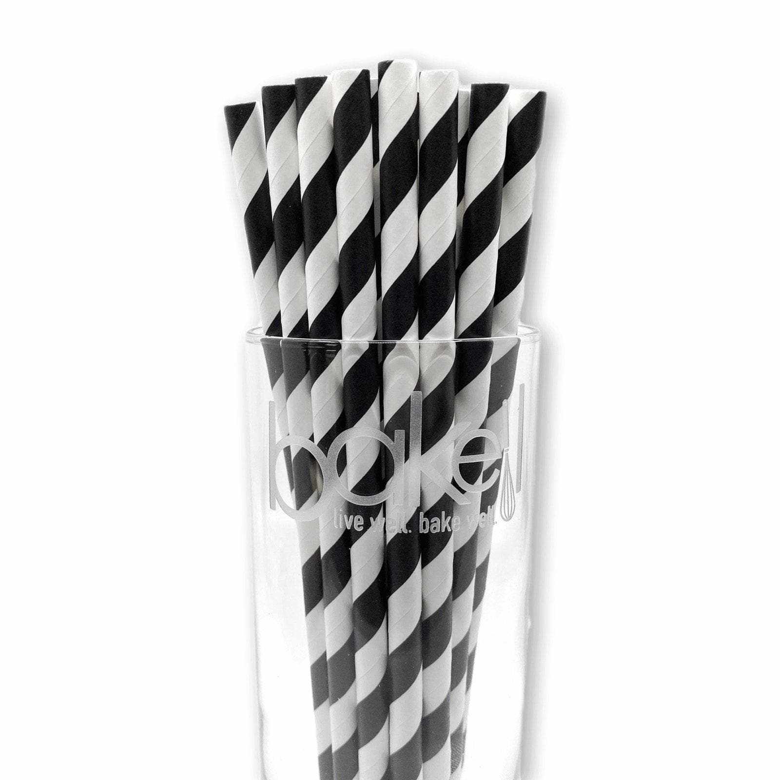 Black and White Candy Cane Striped Cake Pop Party Straws - Perfect for Christmas, Birthday Parties, and DIY Dessert Decorations