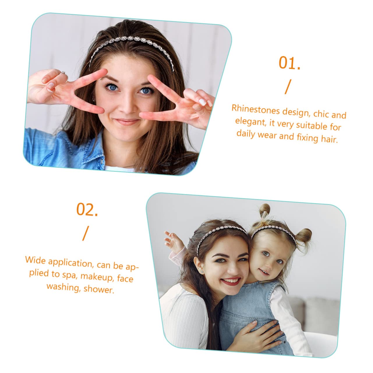 10 Pcs Non-Slip Rhinestone Headbands for Women & Girls - Sparkling Crystal Hair Accessories with Teeth Grip - Perfect for Workouts, Yoga, Parties and Daily Styling