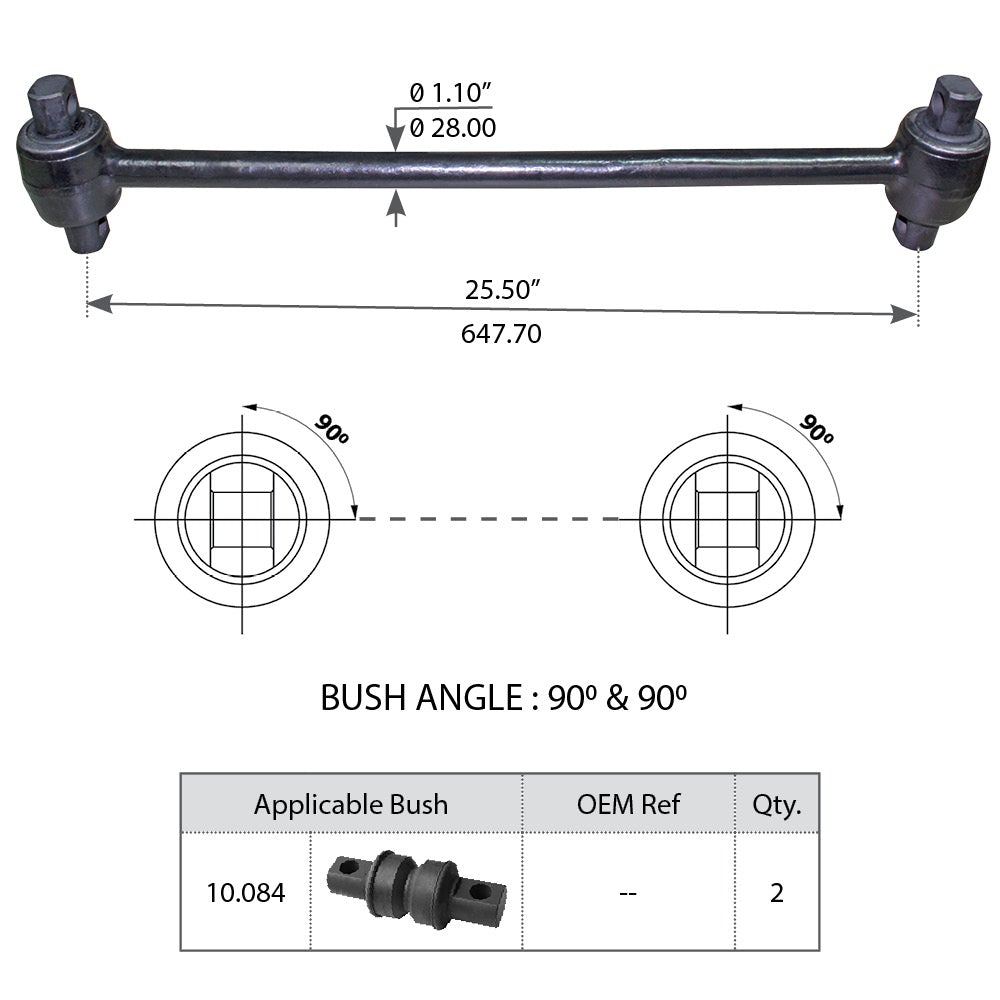 Heavy Duty Torque Rod with Bushing - Replacement for 3548381C1, 60218 000, 4C4Z4612AA - Perfect for Truck Suspension Repair & Off-Road Vehicle Maintenance