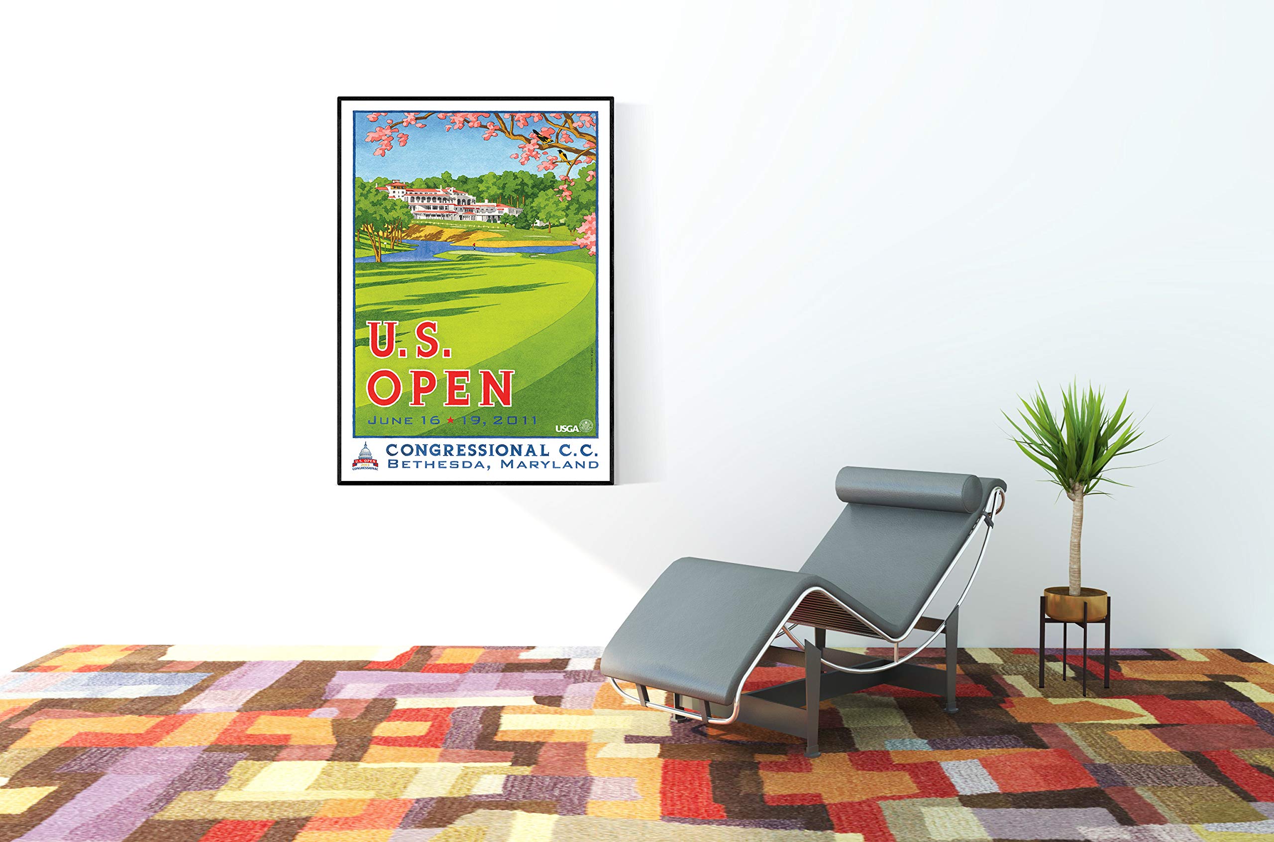 Lee Wybranski Official Golf Art Print - 2011 U.S. Open Championship at Congressional Country Club - 20x30 Inch Golf Wall Decor - Perfect Golf Gifts for Men, Golf Accessories & Office Decor
