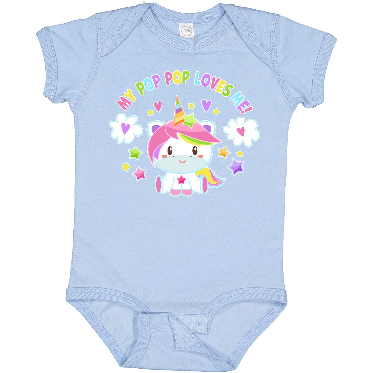 Inktastic My Pop Pop Loves Me Cute Rainbow Unicorn Baby Bodysuit - Soft Cotton Onesie for Infants & Toddlers, Perfect for Family Photos, Birthday Gifts & Everyday Wear