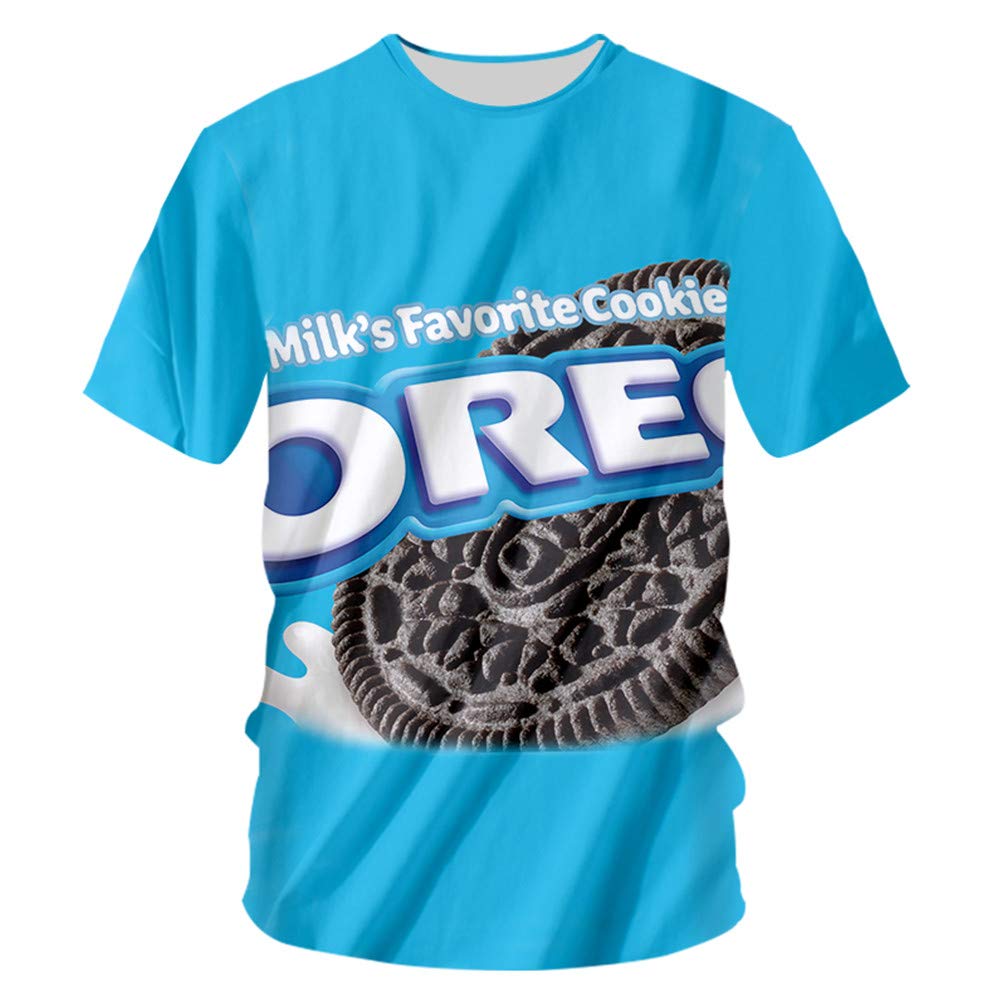 3D Printed Men's Favorite Snacks Cookies Graphic T-Shirt - Unisex Casual Short Sleeve Tee - Quick Dry Comfortable Cotton Top for Everyday Wear, Parties & Gifts