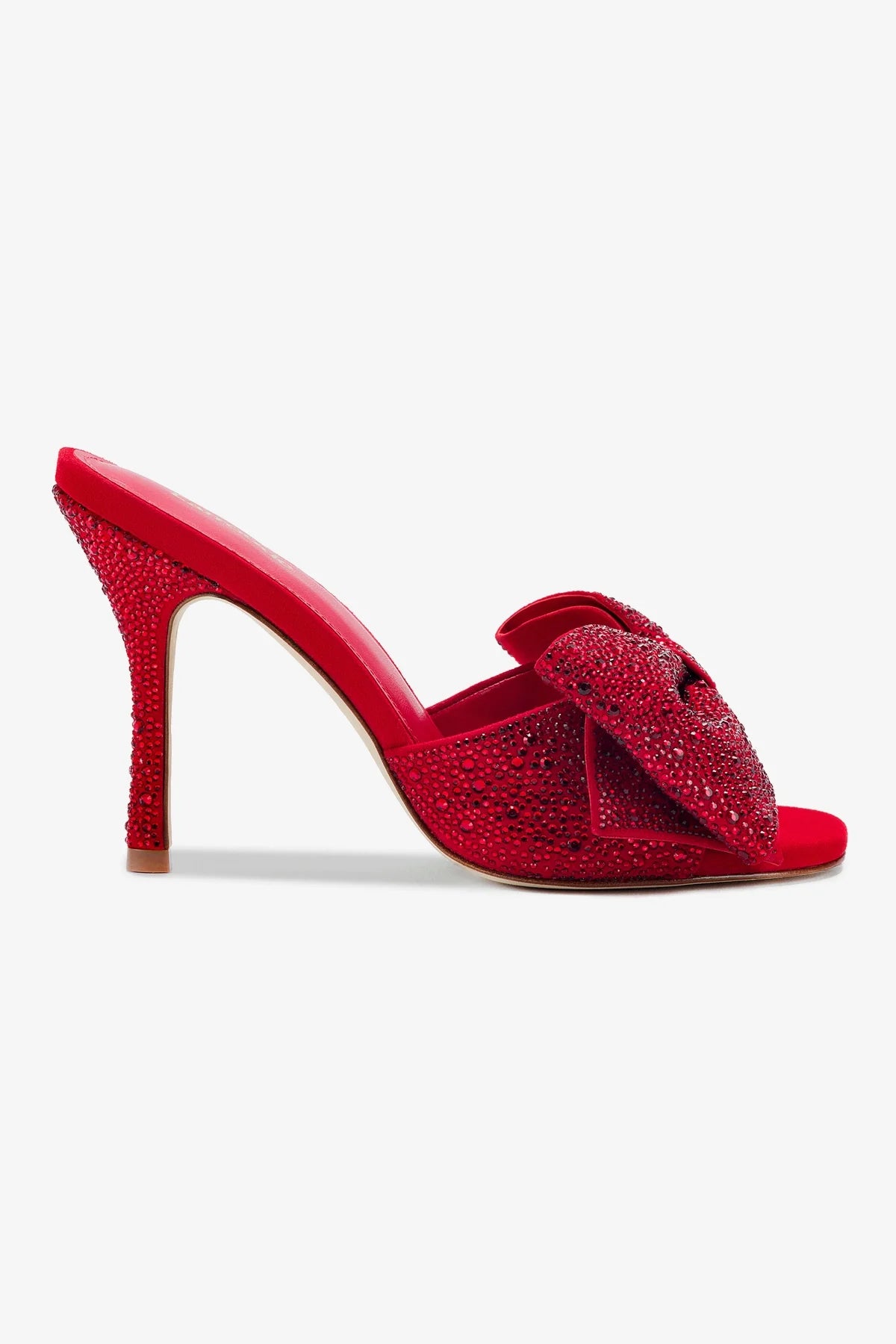 Elle Mule Crystal Embellished Slippers - Women's Comfortable Scarlet Suede House Shoes for Lounge & Home Wear
