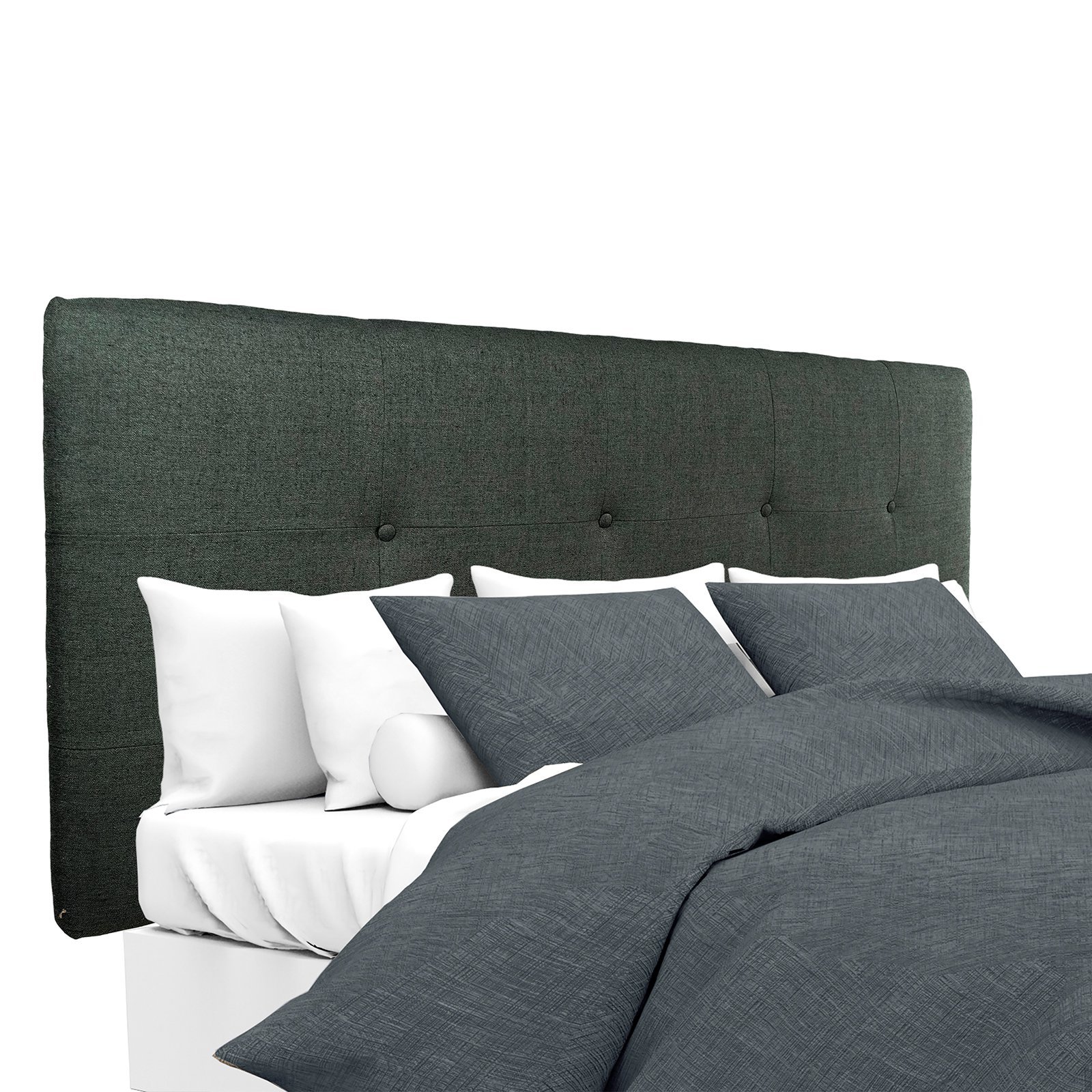 MJL Furniture Designs Ali Allure Series Modern 8-Button Tufted Adjustable Upholstered Headboard - California King Size, Charcoal Gray - Perfect for Master Bedroom Decor & Luxury Bedroom Makeover