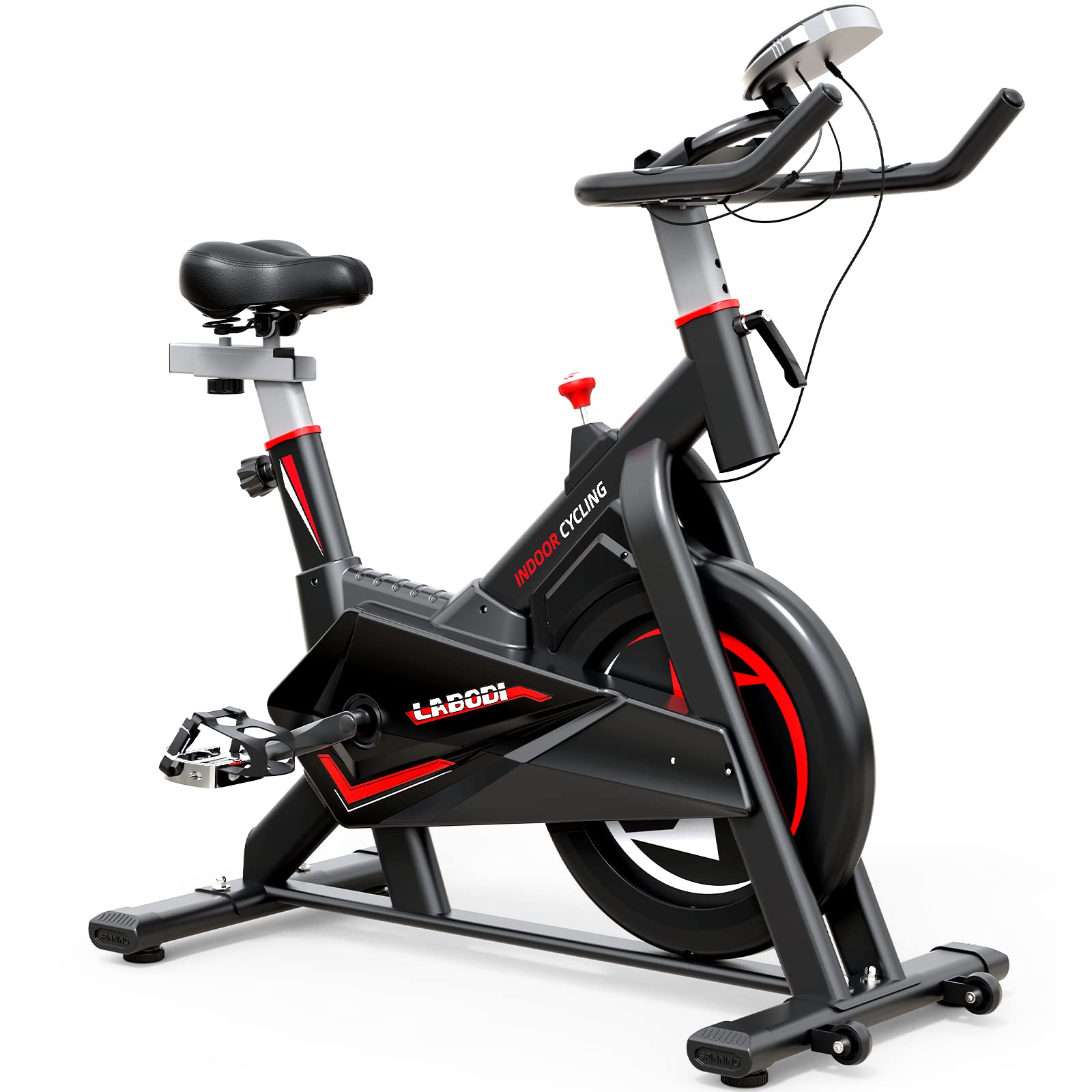LABODI Exercise Bike for Home Gym - 35LBS Silent Flywheel Stationary Bike with LCD Monitor, Comfortable Seat Cushion & Thickened Frame - Indoor Cycling Bike for Cardio, Weight Loss & Fitness Training (Upgraded Version) - Perfect for Home Workouts, Apartment Exercise & Small Spaces
