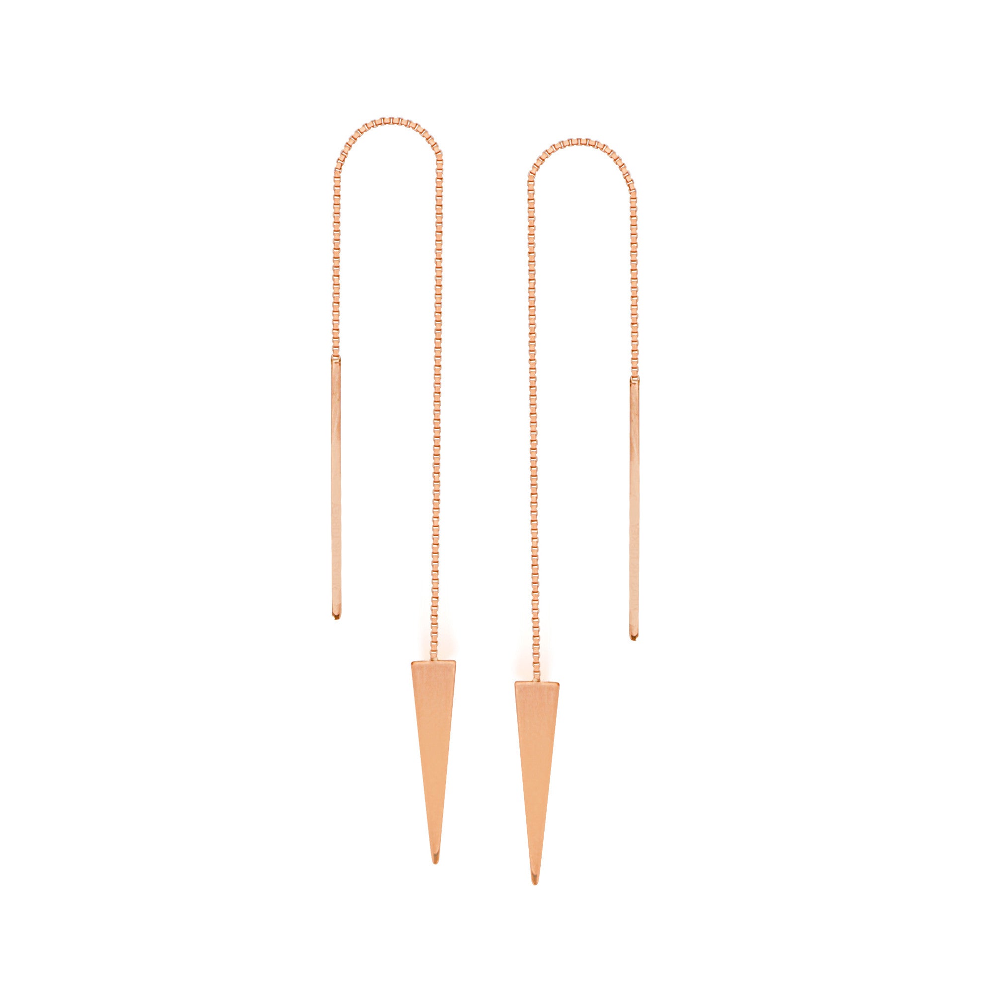 14K Gold Triangle Threader Earrings - Dainty & Elegant Threader Hoops for Women - Perfect for Everyday Wear, Parties & Special Occasions