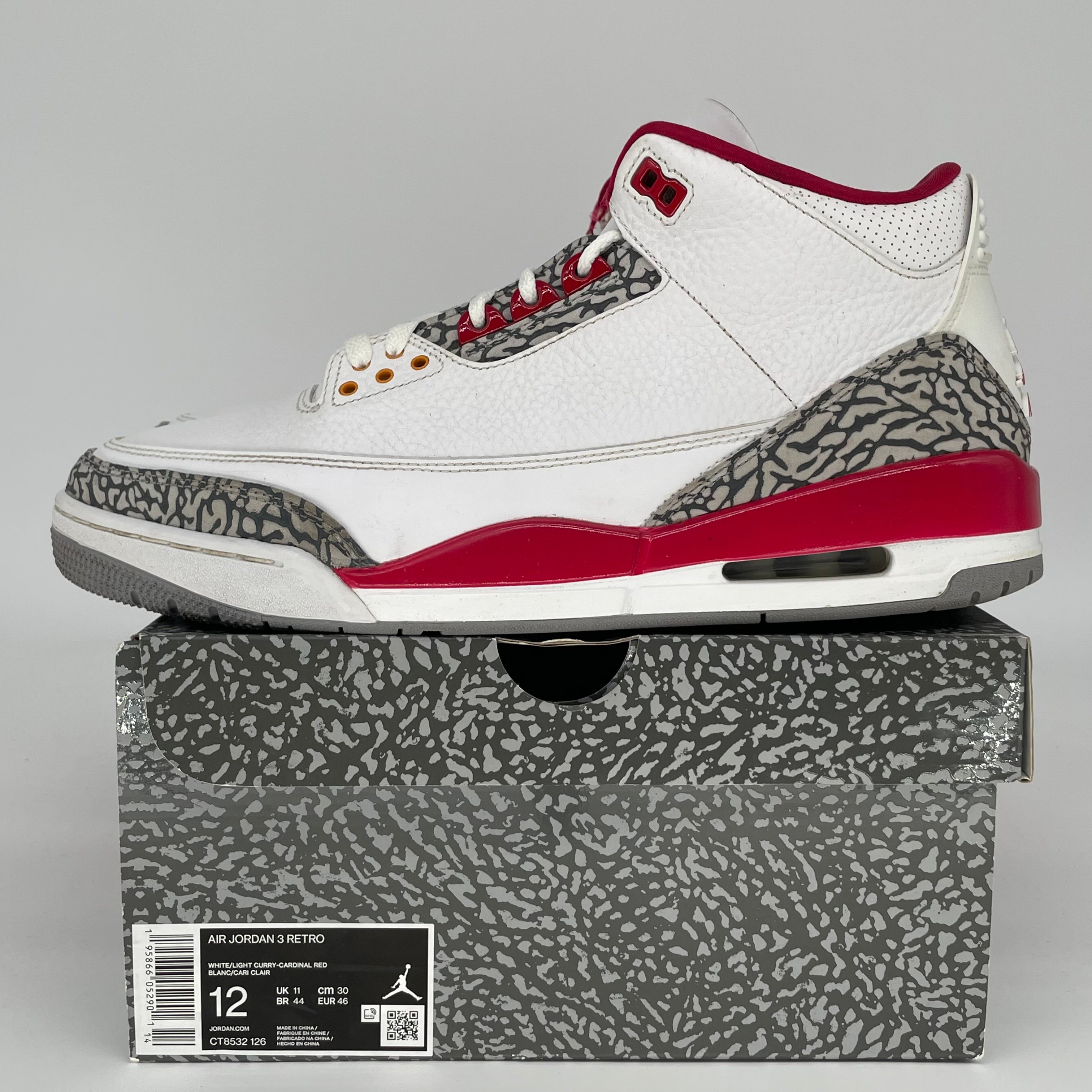 AIR JORDAN 3 CARDINAL Men's Basketball Shoes Size 12 - Retro Style Sneakers CT8532-126 for Running, Gym Workouts & Streetwear Fashion
