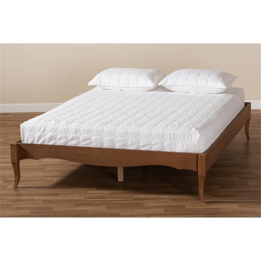BOWERY HILL Queen Size Bed Frame - Solid Ash Brown Wood Platform Bed with Sturdy Slat Support | Perfect for Modern Bedrooms, Guest Rooms & Master Suites