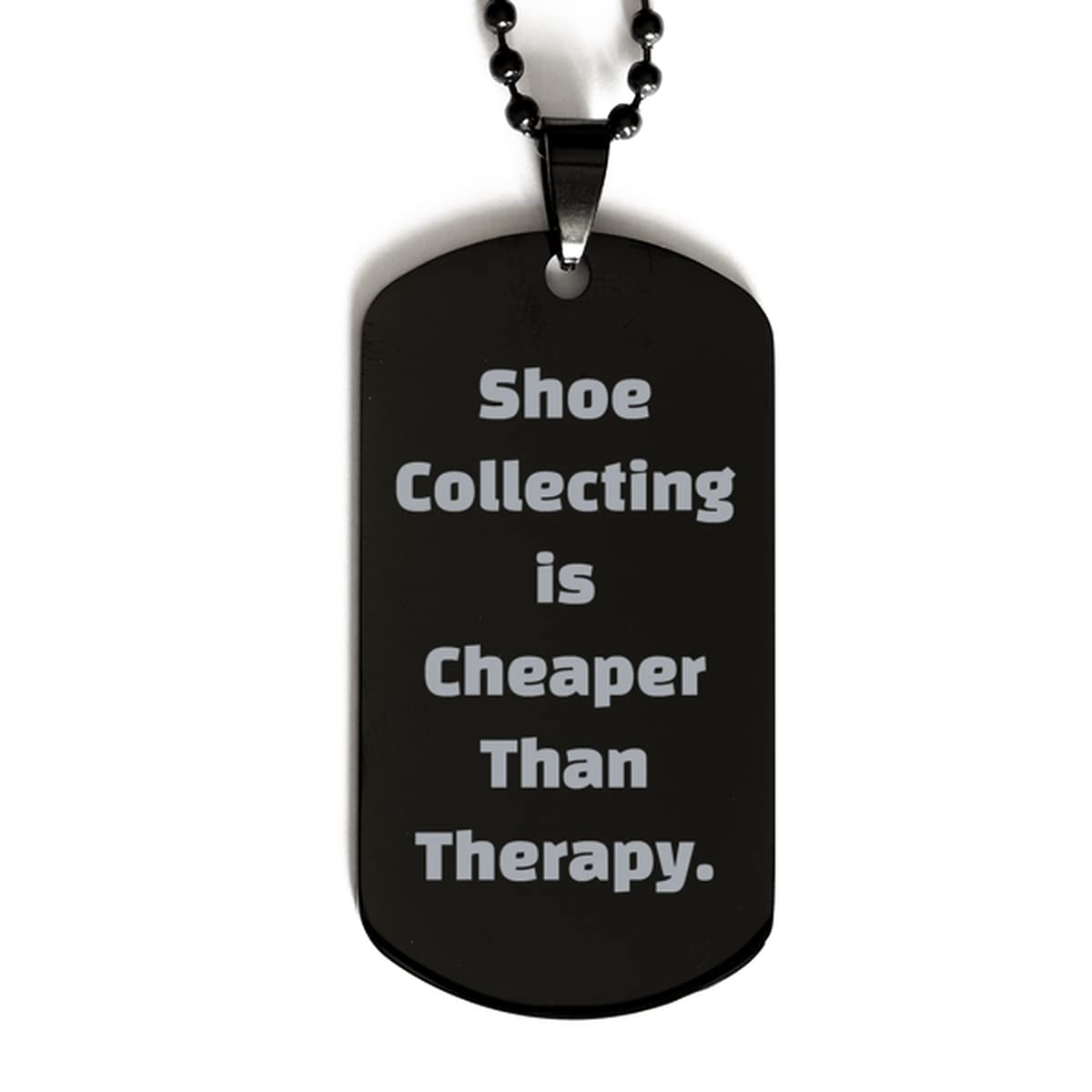 Black Dog Tag Engraved Pendant Necklace - Motivational Gift for Shoe Lovers & Collectors - Perfect for Shoe Enthusiasts & Fashion Accessories