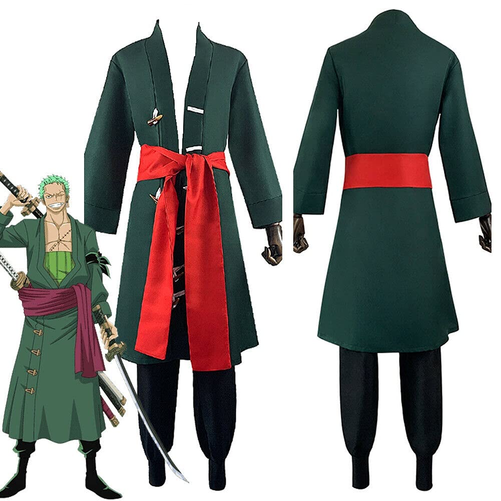 Roronoa Zoro Cosplay Costume - One Piece Pirate Hunter Anime Outfit for Halloween, Conventions & Roleplay | Japanese Manga Character Costume for Adults & Fans