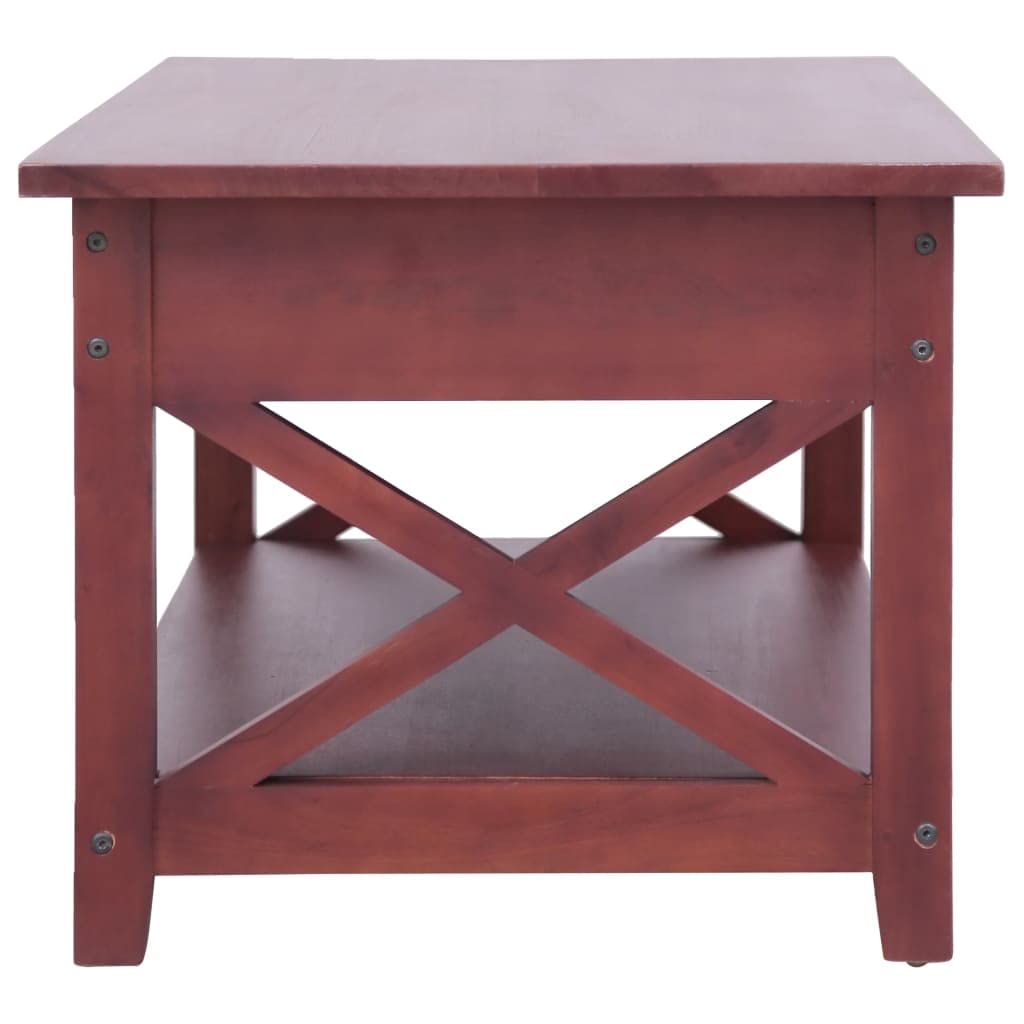 Premium Solid Mahogany Wood Coffee Table with 2 Drawers & Shelf - Classic Brown Lacquer Finish, Sturdy Frame - Elegant Living Room Furniture for Home Decor, Family Gatherings & Entertainment Spaces