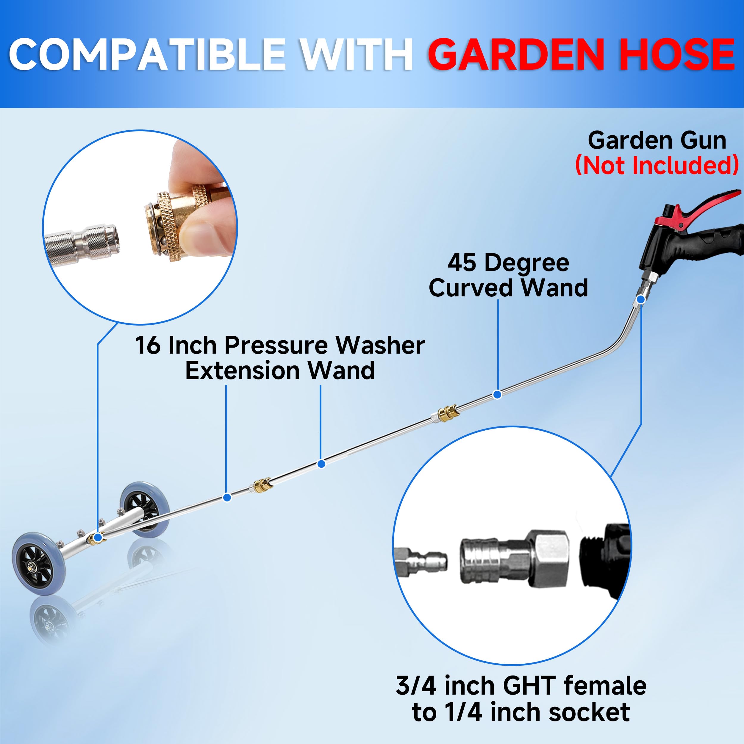 16 Inch RIDGE WASHER Undercarriage Pressure Washer for Cars & Trucks - 4000 PSI High-Power Car Wash Cleaner with 3 Extension Wands - Ideal for Home Garage, Auto Detailing & Fleet Cleaning