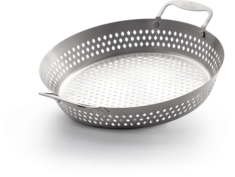 Napoleon Stainless Steel Grilling Wok - 14 Inch Stir Fry Pan for Outdoor BBQ, Camping & Asian Cooking - Heavy Duty Non-Stick Griddle for Gas & Charcoal Grills (Model 56027)
