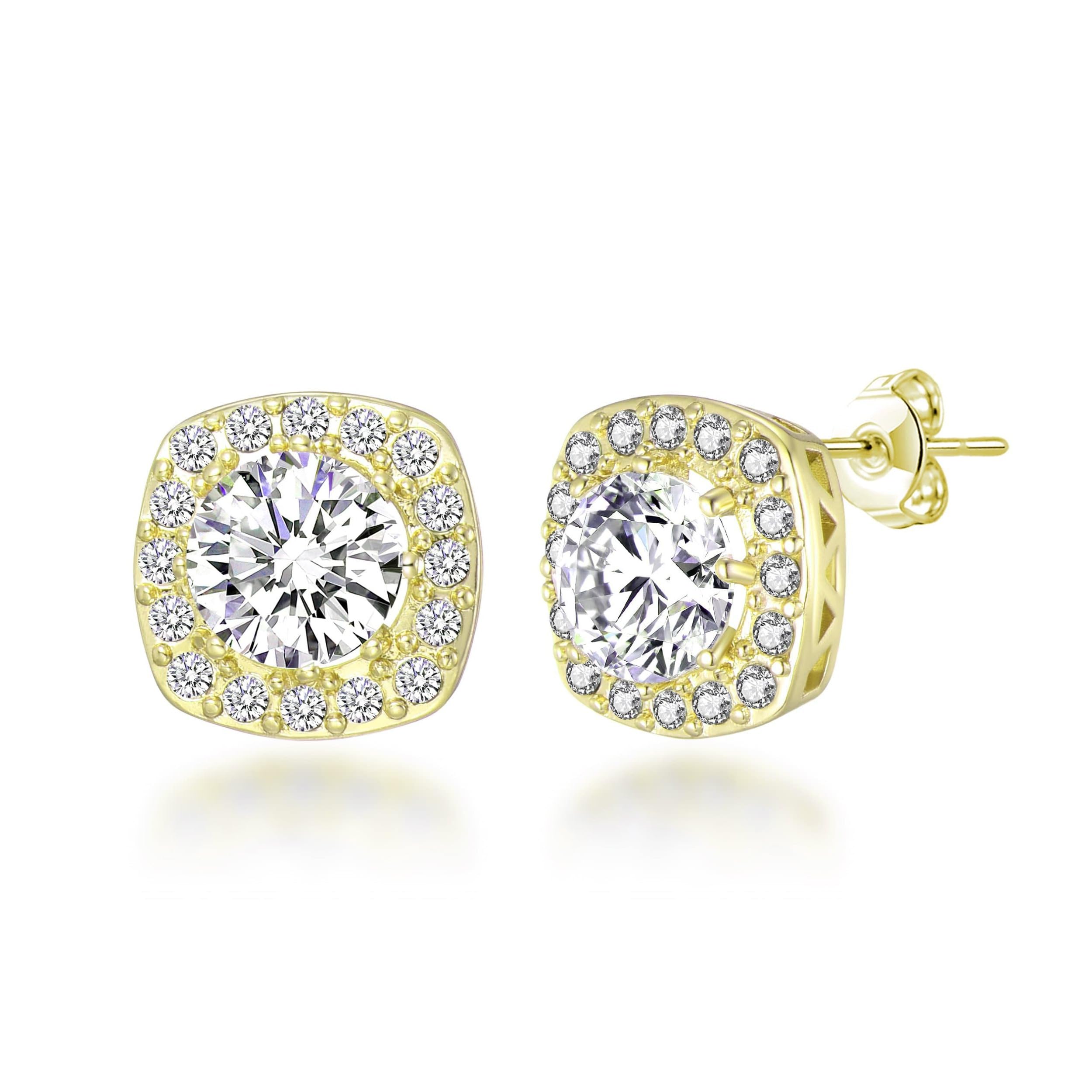Philip Jones Gold Halo Earrings with Zirconia for Party & Wedding
