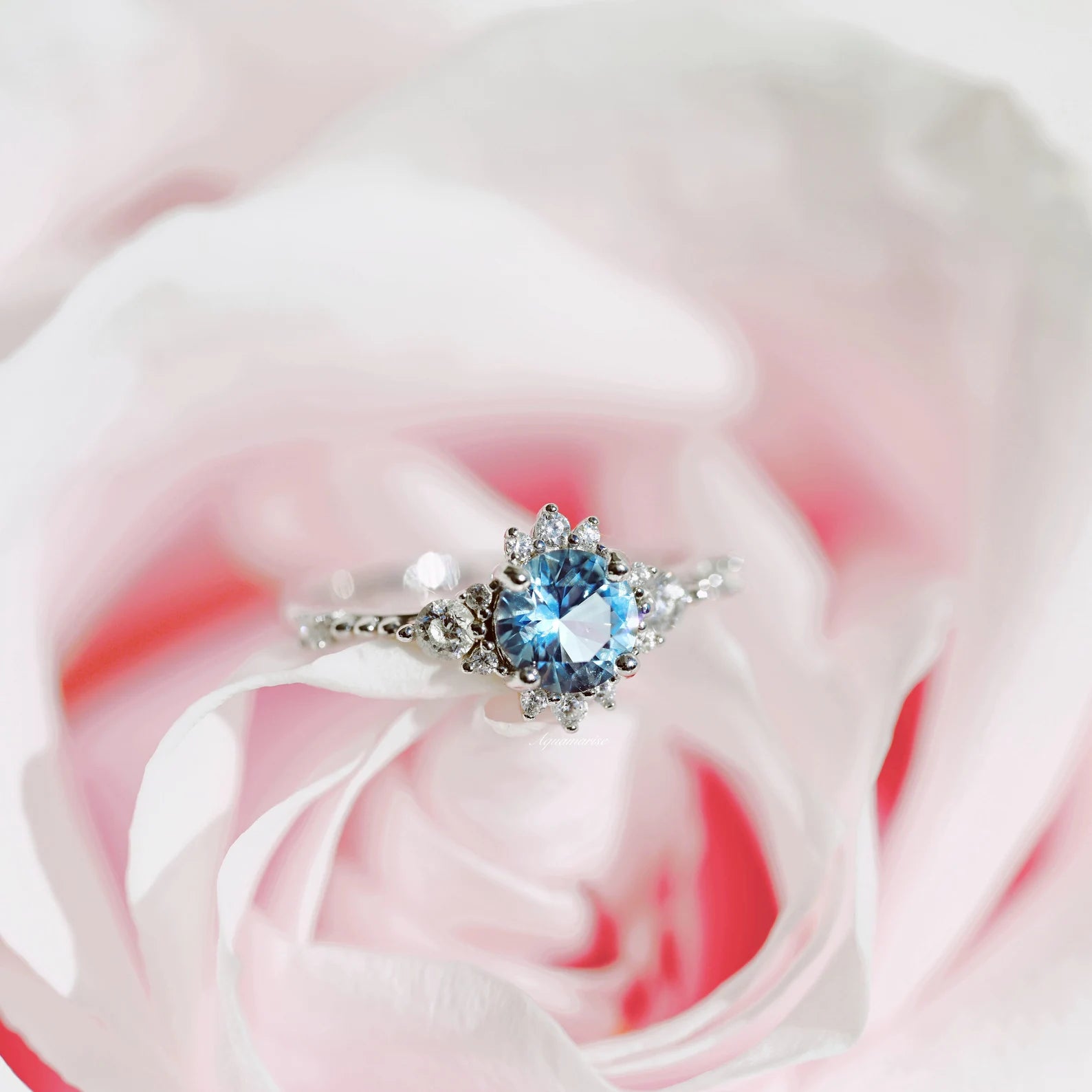 Vintage Natural Aquamarine Ring for Women - Sterling Silver 925 Jewelry - Perfect for Engagement, Wedding & Everyday Wear