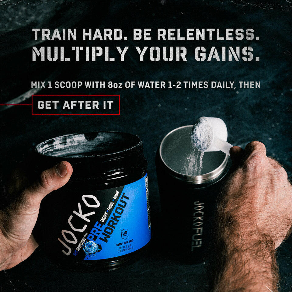 JOCKO Pre Workout Powder - Energy & Endurance Booster for Gym, Running & Fitness | Natural Performance Enhancer for Men & Women