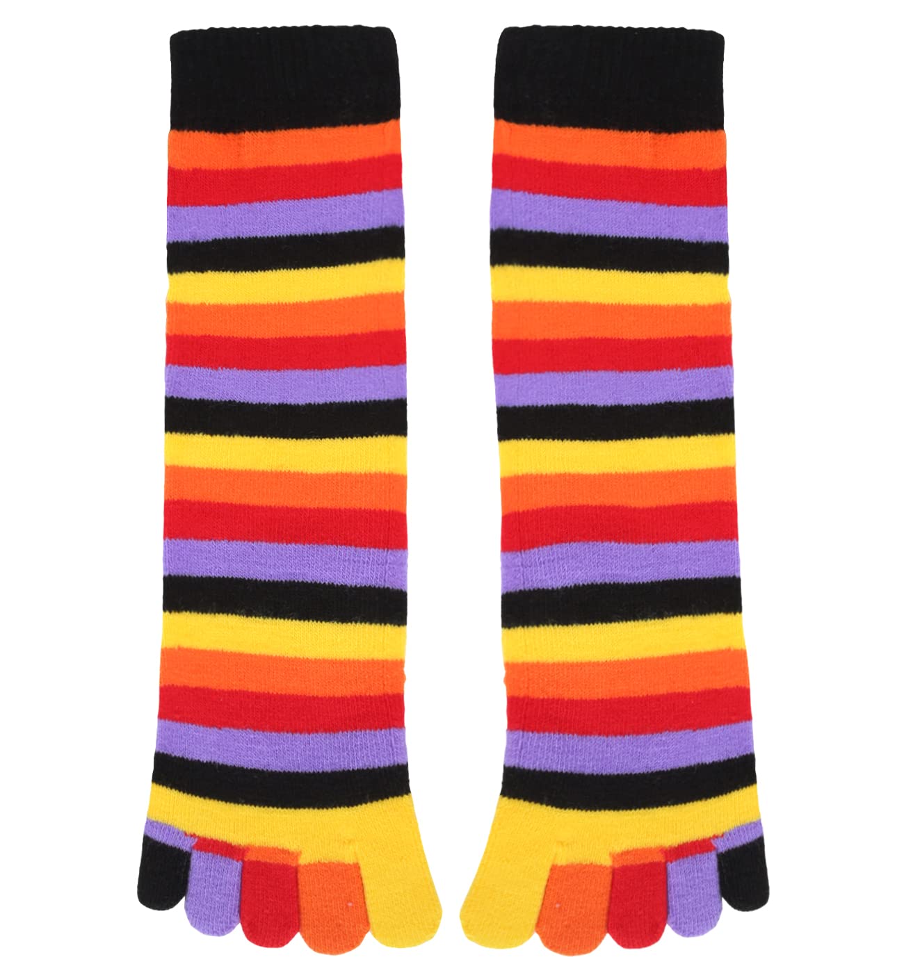 Colorful Rainbow Striped Knee High Toe Socks for Women & Men - Christmas Gifts for Running & Yoga