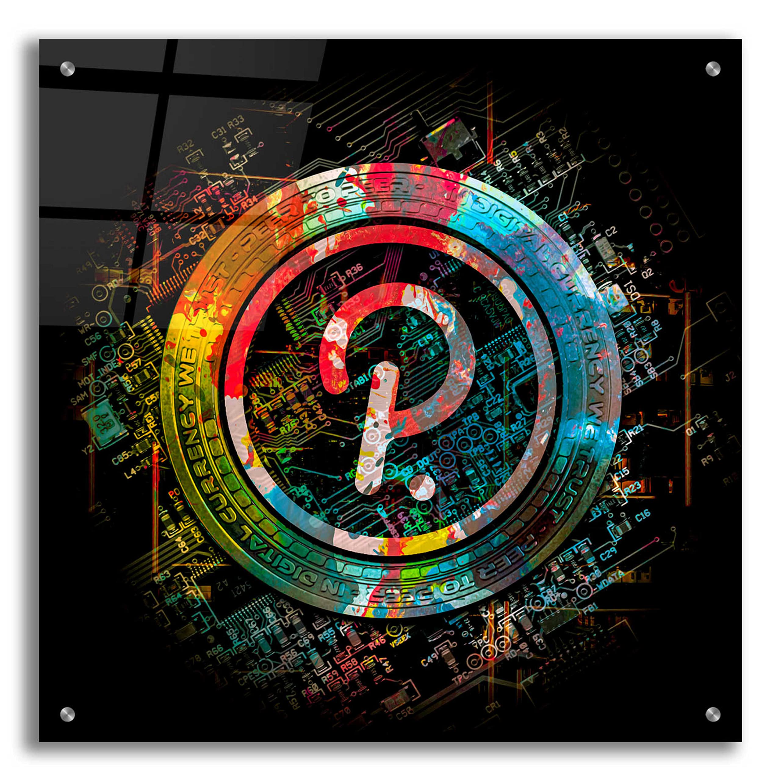 Epic Art 'Polkadot Crypto Power' Acrylic Glass Wall Art - 24x24 Inches Modern Abstract Painting for Home & Office Decor | Perfect for Living Room, Bedroom, or Workspace
