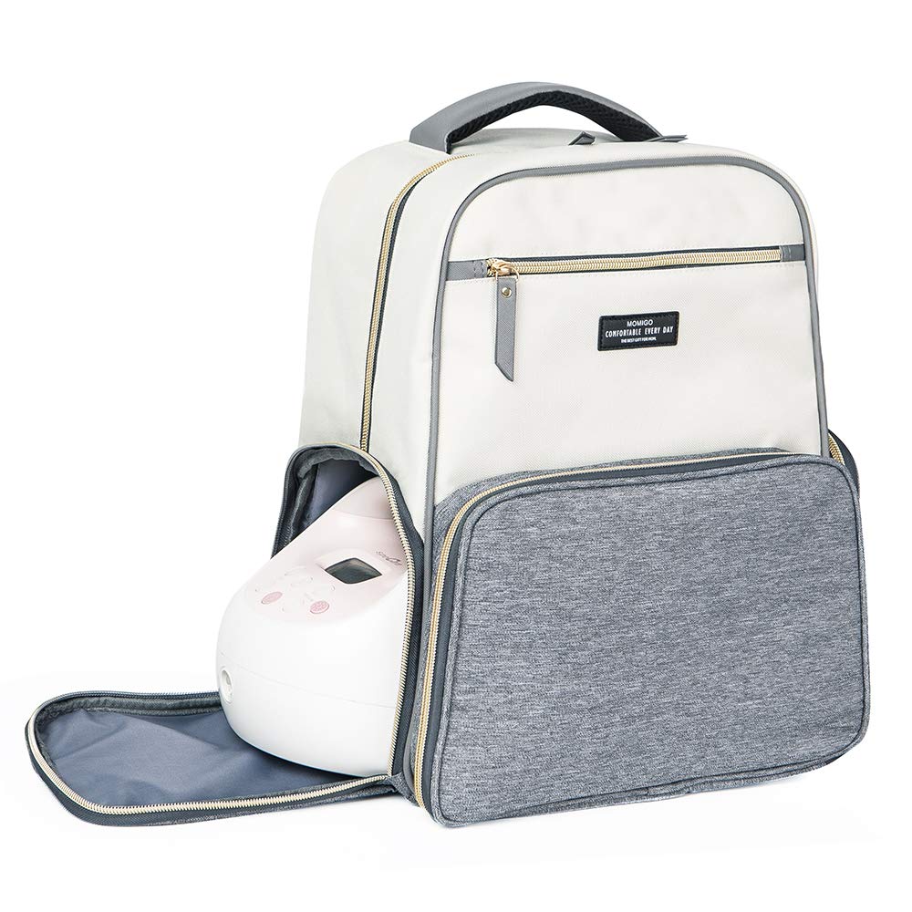 MOMIGO Breast Pump Backpack - Insulated Diaper Bag for Working Moms On-The-Go